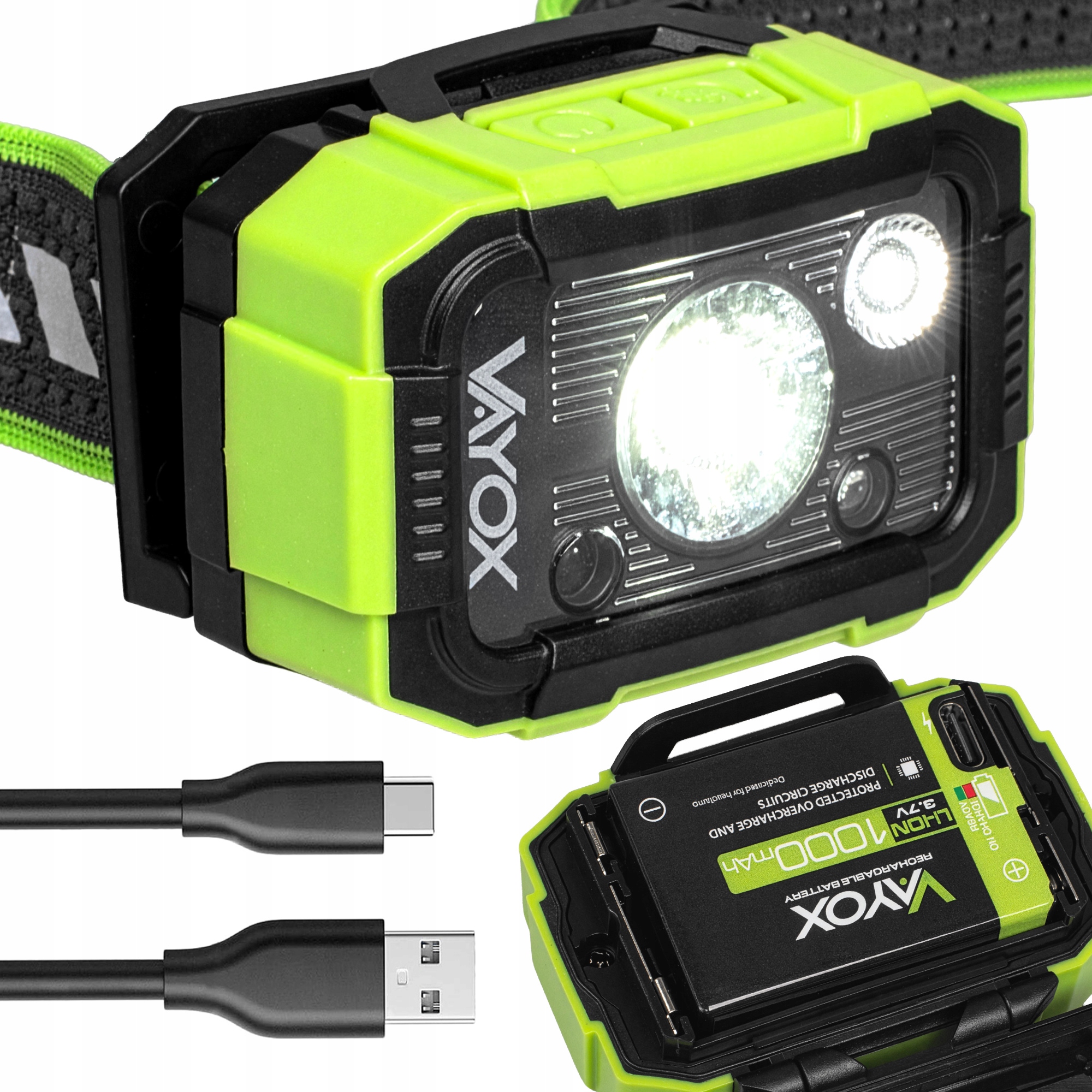 Čelovka Led Čelovka Akumulátorová Hybridní Usb-c 500lm Pro Vayox