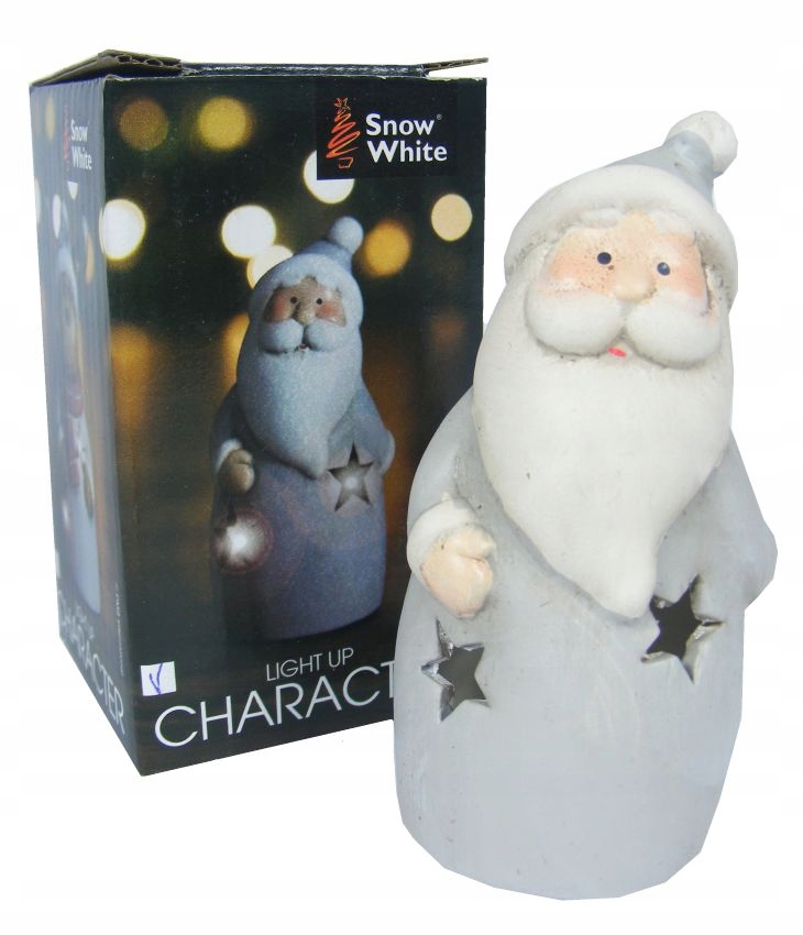 MIKOŁAJ FIGURKA CERAMICZNA 10cm LAMPION LED