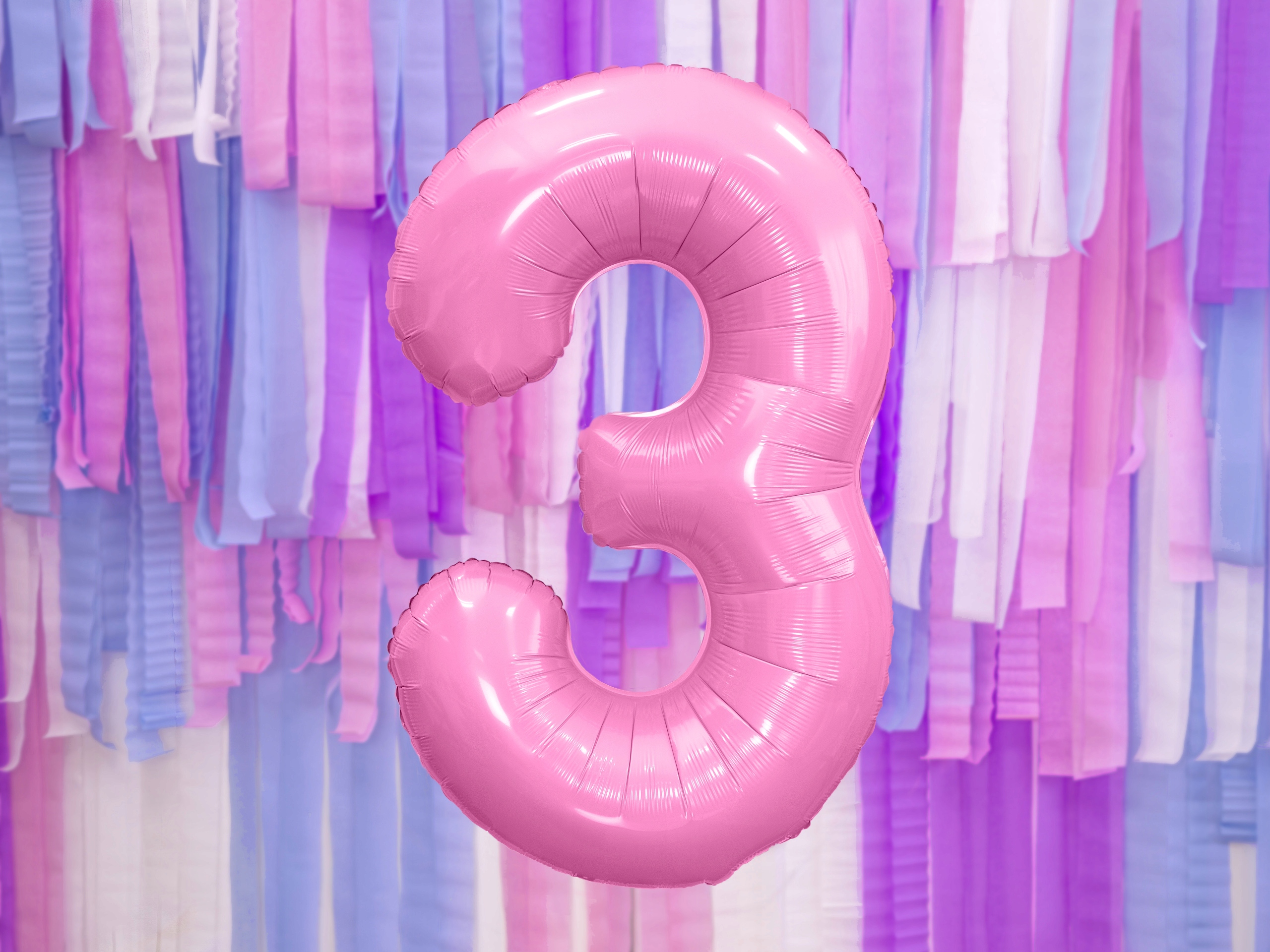 BALON FOLIOWY CYFRA 3 RÓŻOWA-86CM-4993 Marka Party Deco