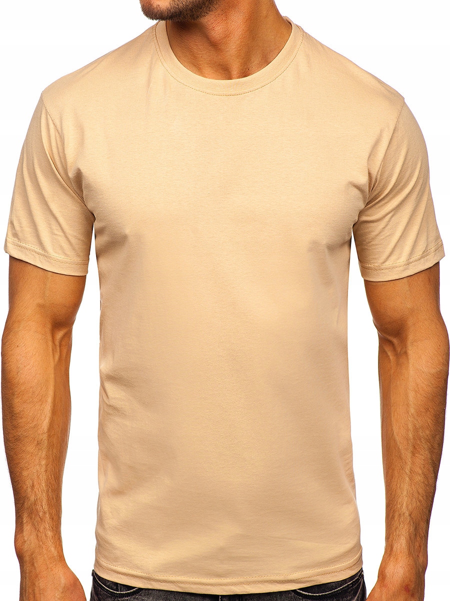

T-shirt Męski Gładki Beżowy 192397 Rozmiar_xl