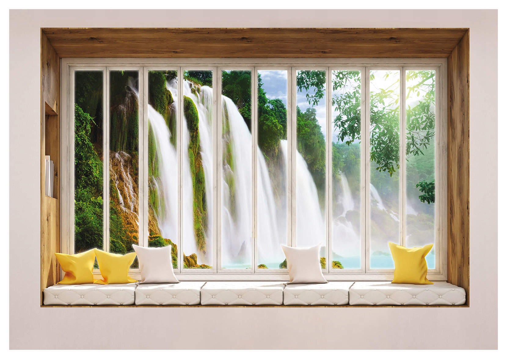 Fototapeta Vodopád v lese perspektiva příroda relaxace 208x146 lepidlo