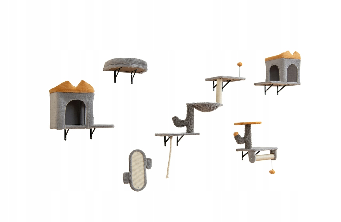 Sada nástěnných lezeckých plošin pro kočky