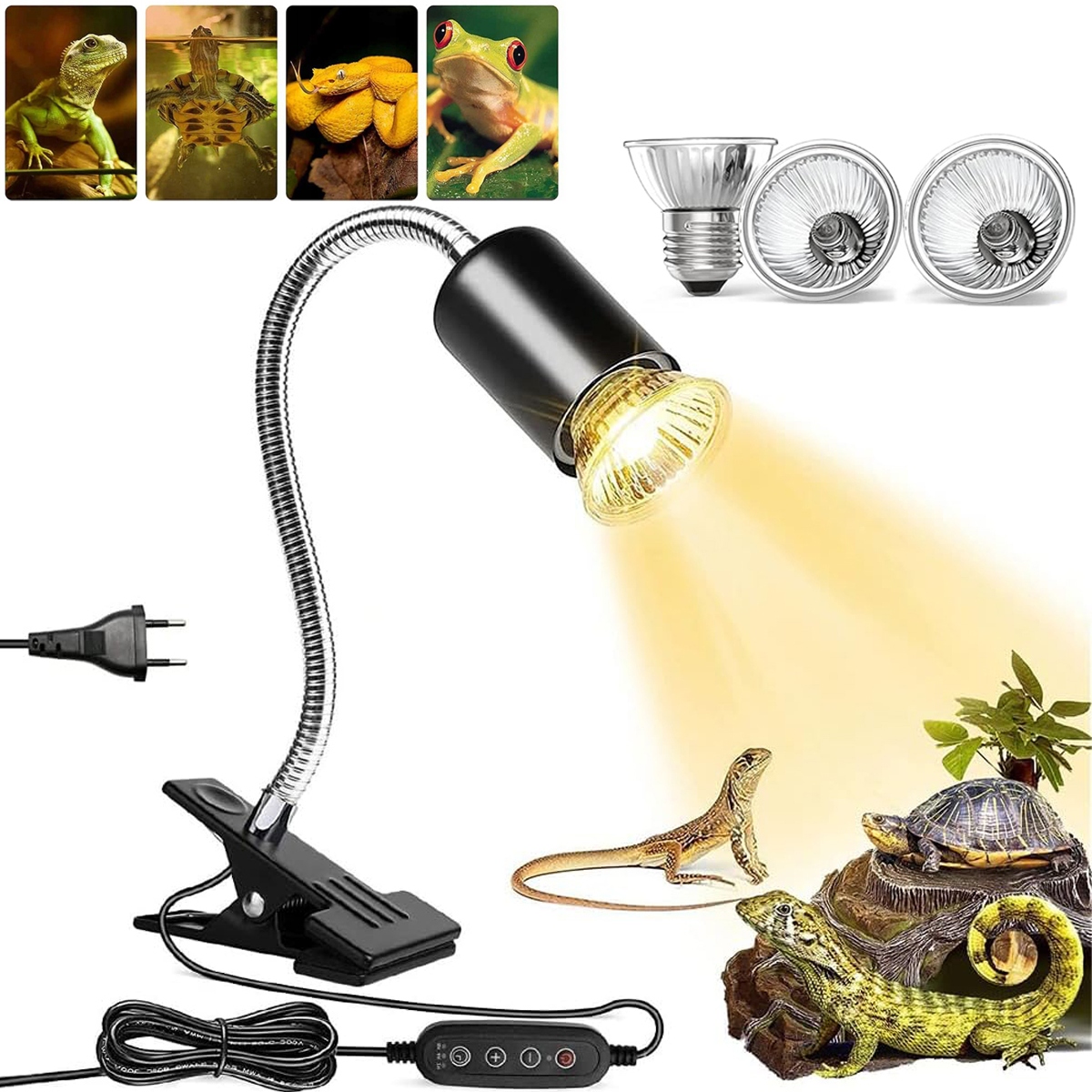 Levně Topná Lampa Pro Plazy S Regulací Času 2H 4H 8H Pro Želvy A Ještěrky