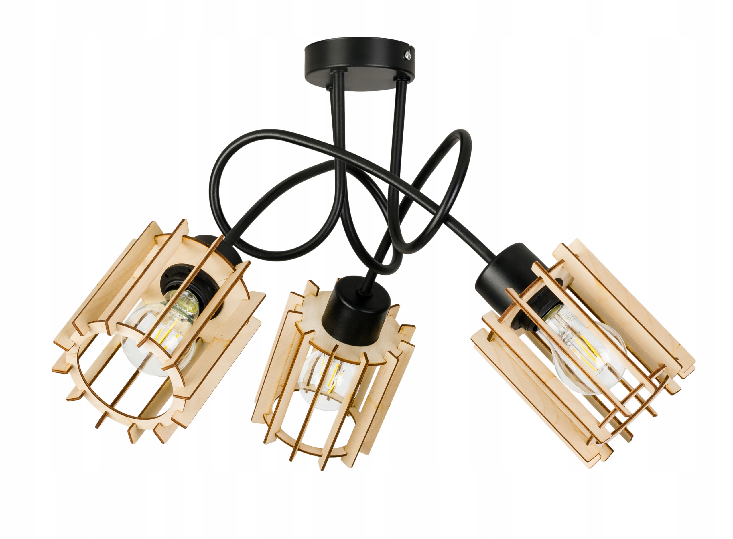 Stropní svítidlo závěsný lustr Loft dřevo na E27