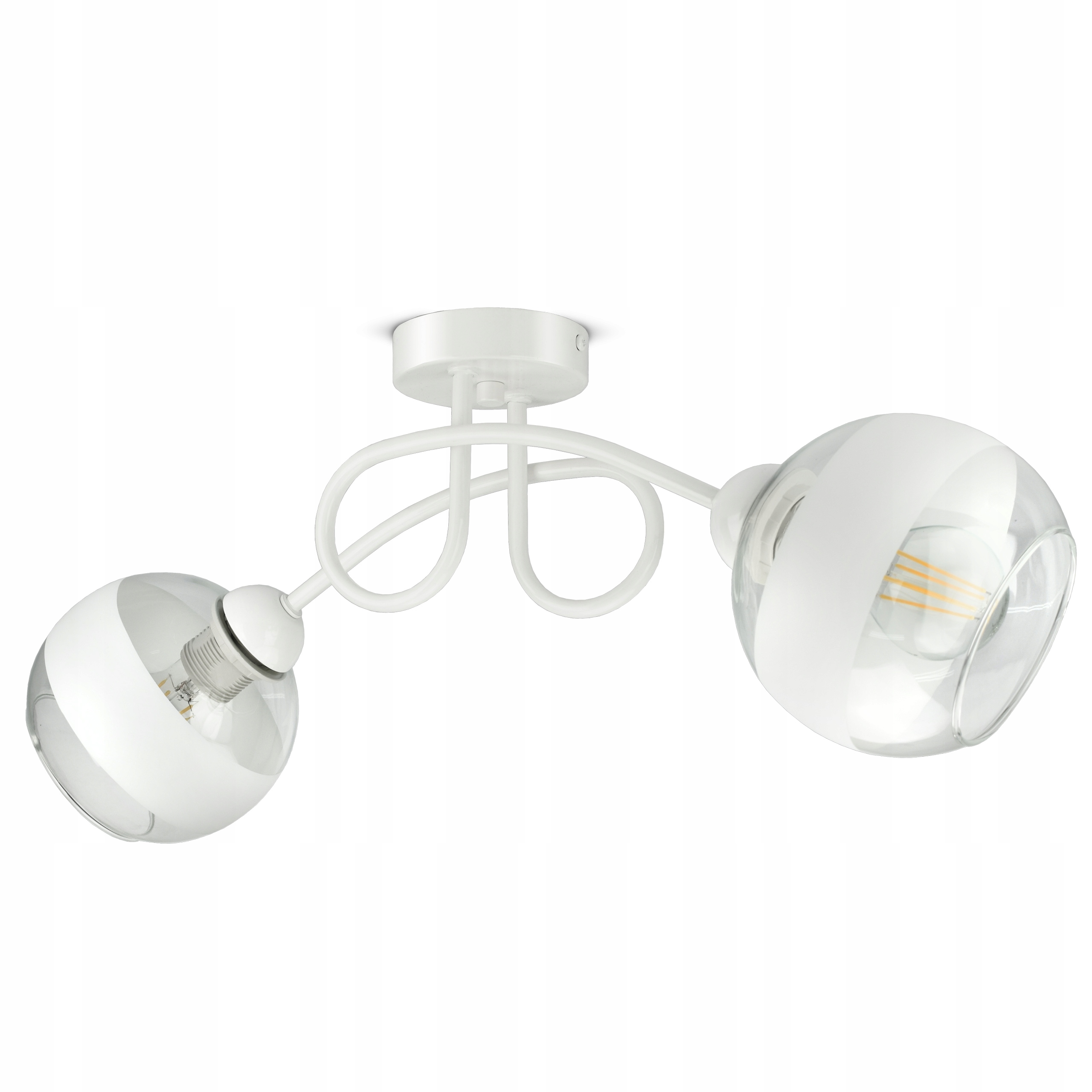 Lampa Wisząca Sufitowa Żyrandol Biała Szklane Kule White Belt PE2 Led E27