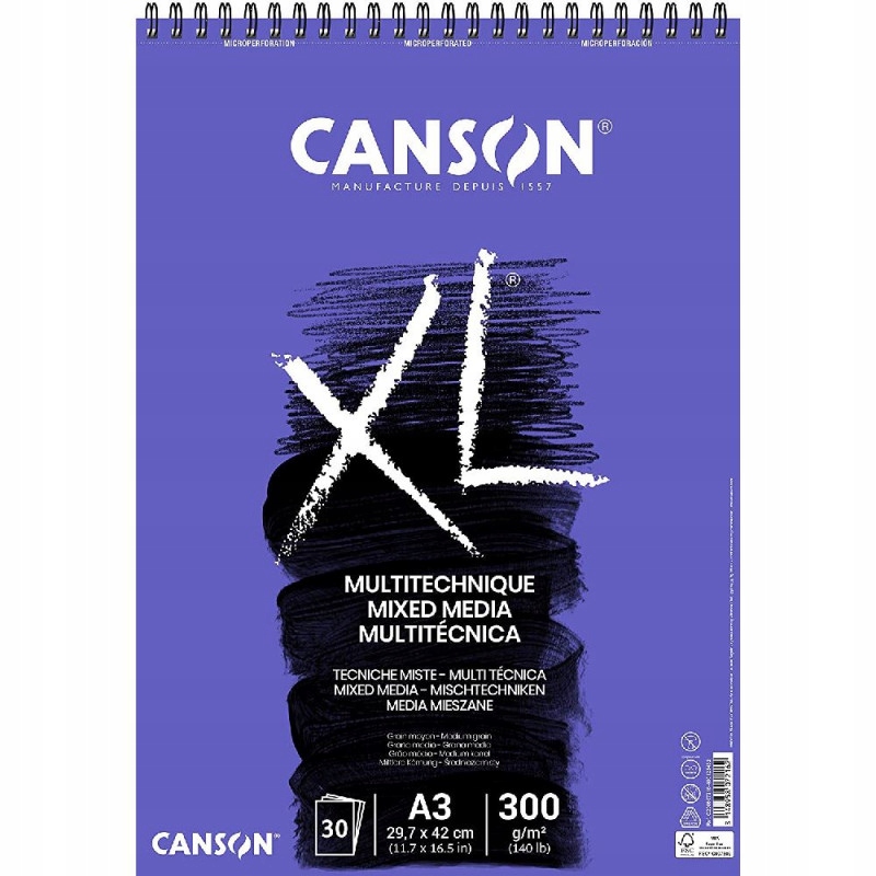 Blok do akwareli Canson XL Mix Media A3 30ark 300g