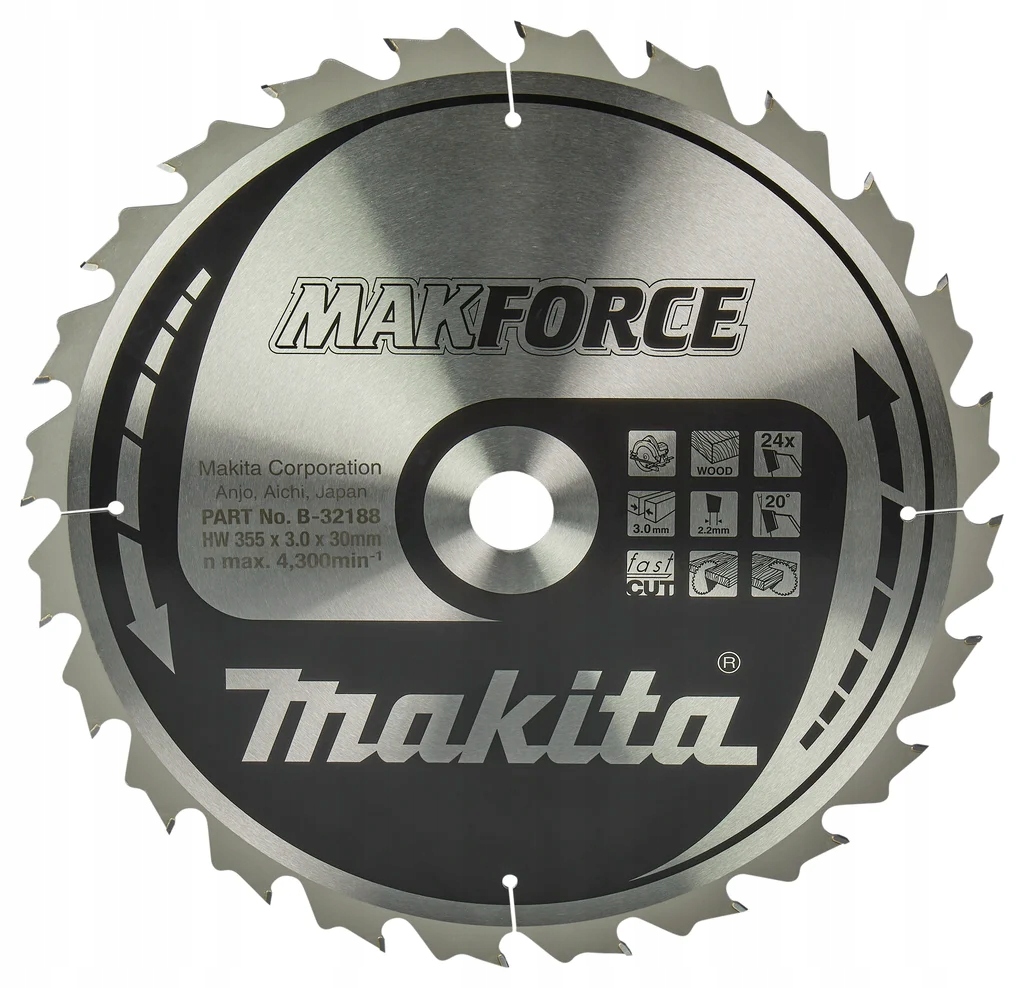 Makita Kotoučová Pila 355x30x24z Makforce Dřevo B-32188