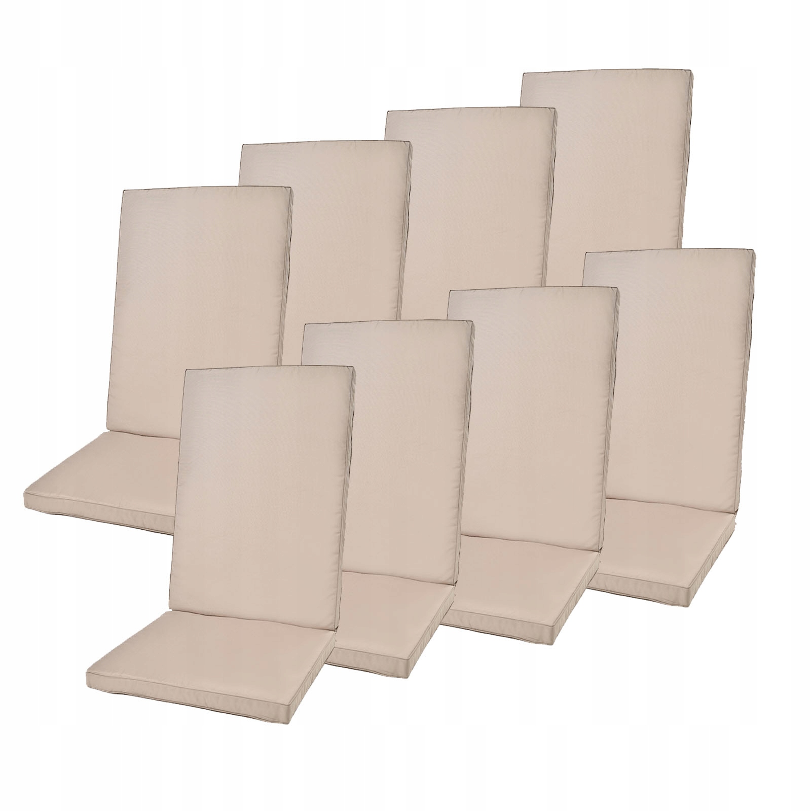 Sada 8 béžových polštářů pro zahradní židle – voděodolné polštáře béžové