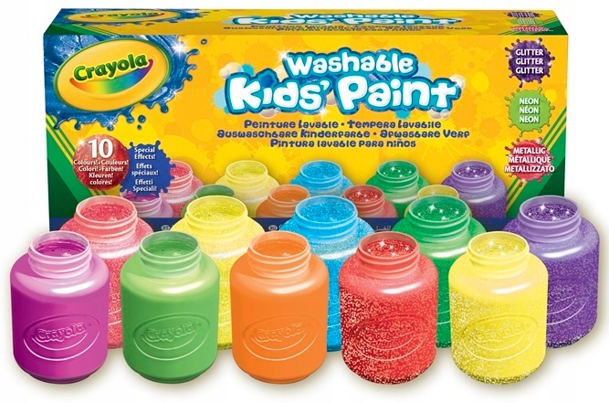 Farby Farbki Crayola 10 Kol MIX Met Neon Brokat