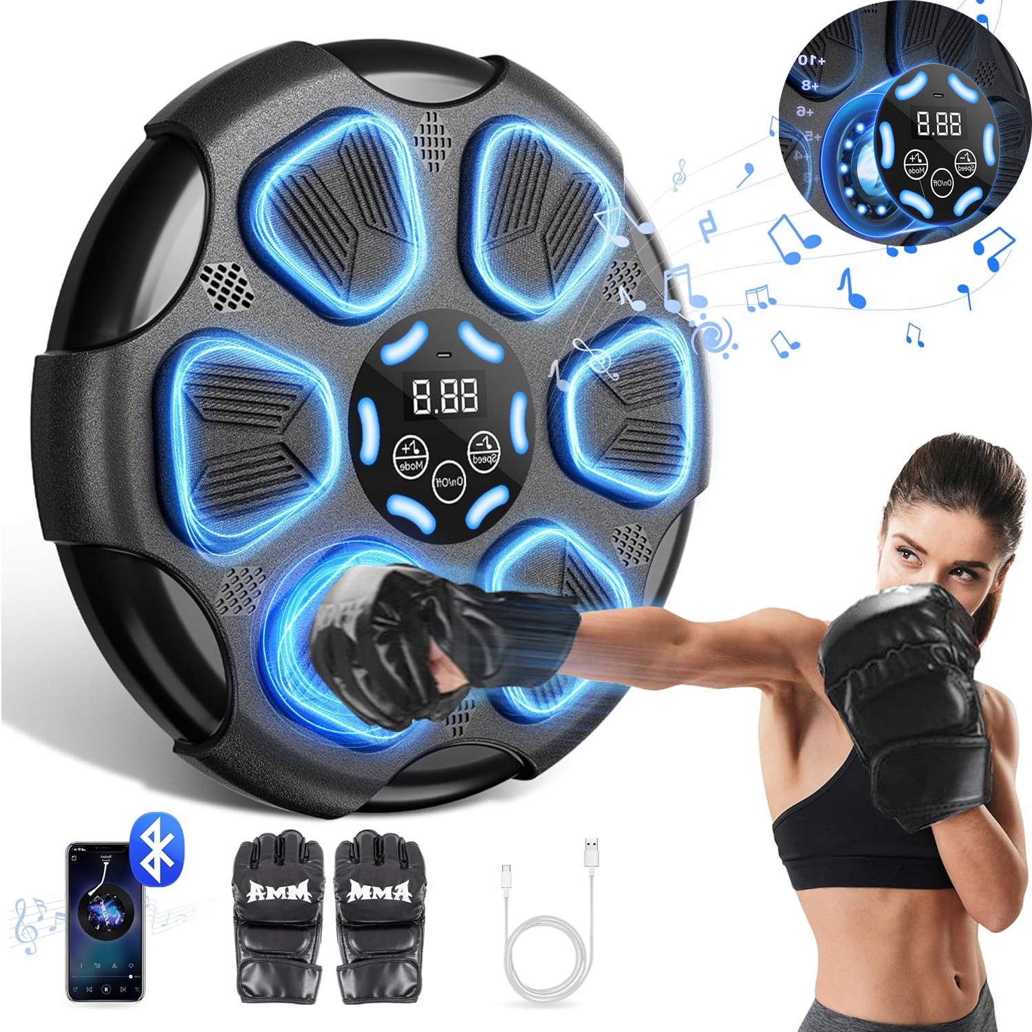 Boxerský Štít, Interaktivní Boxovací Stroj, Tréninková Bluetooth Hudba