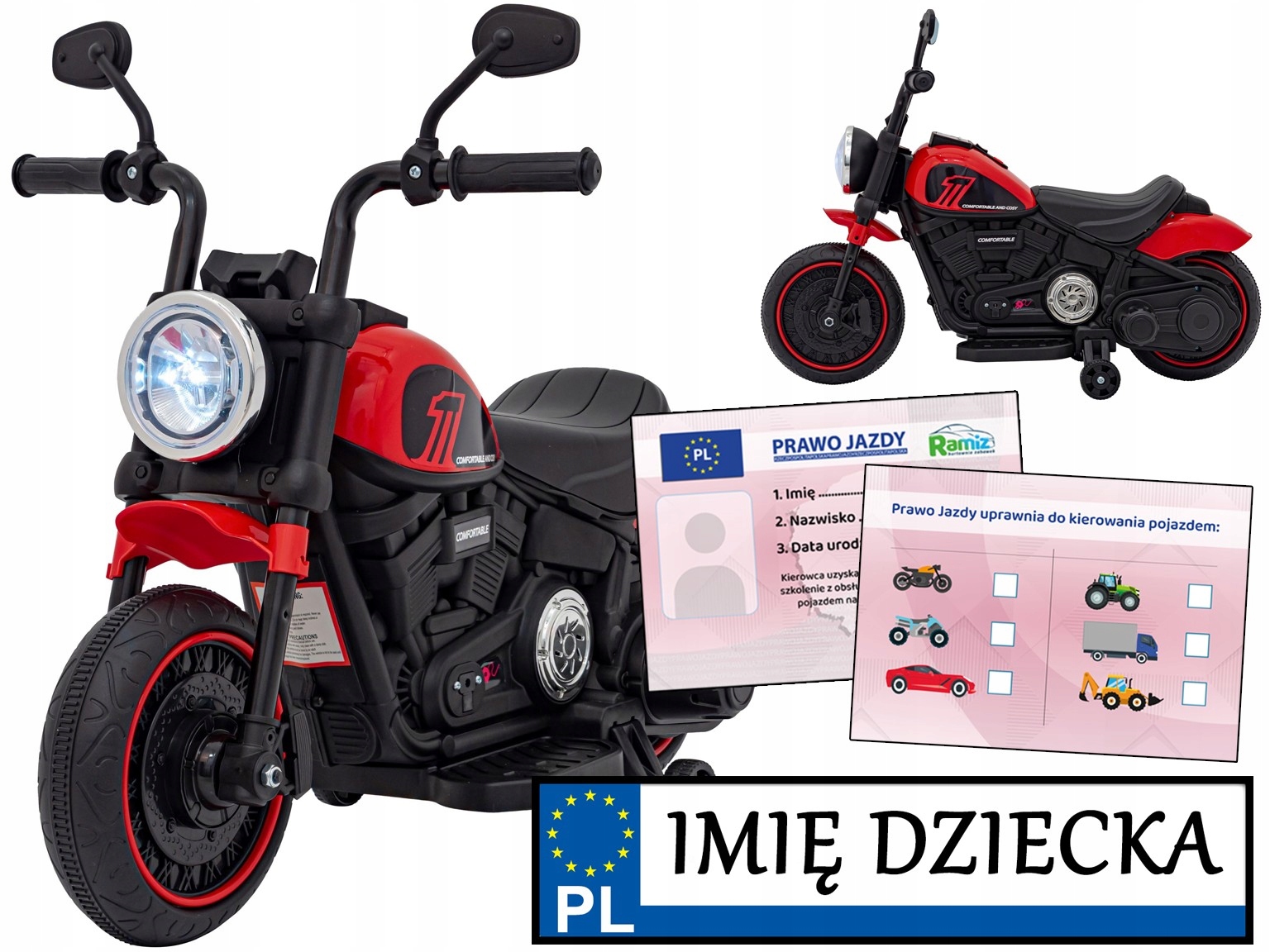 Motor Chopper Faster stabilny motorek na akumulator dla dzieci Koła Boczne