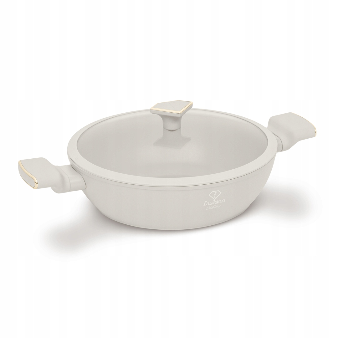 Hrniec plytký 4,5L s pokrievkou 30 cm, Fashion FTV-0067 Matte Cream- Gold