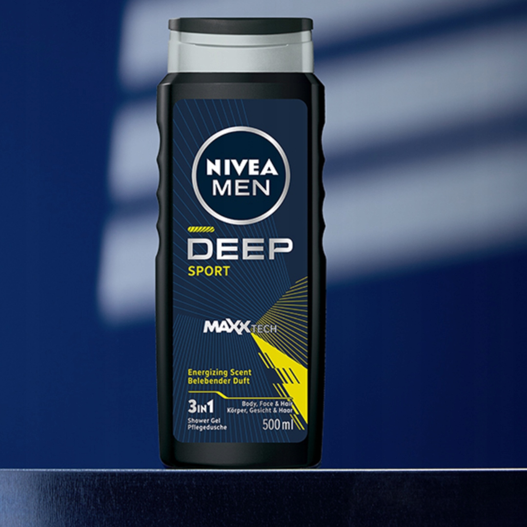 NIVEA MEN DEEP SPORT 3w1 Żel pod prysznic męski ciało twarz włosy 500ml Kod producenta 3w1 nawilżający do twarzy włosów ciała