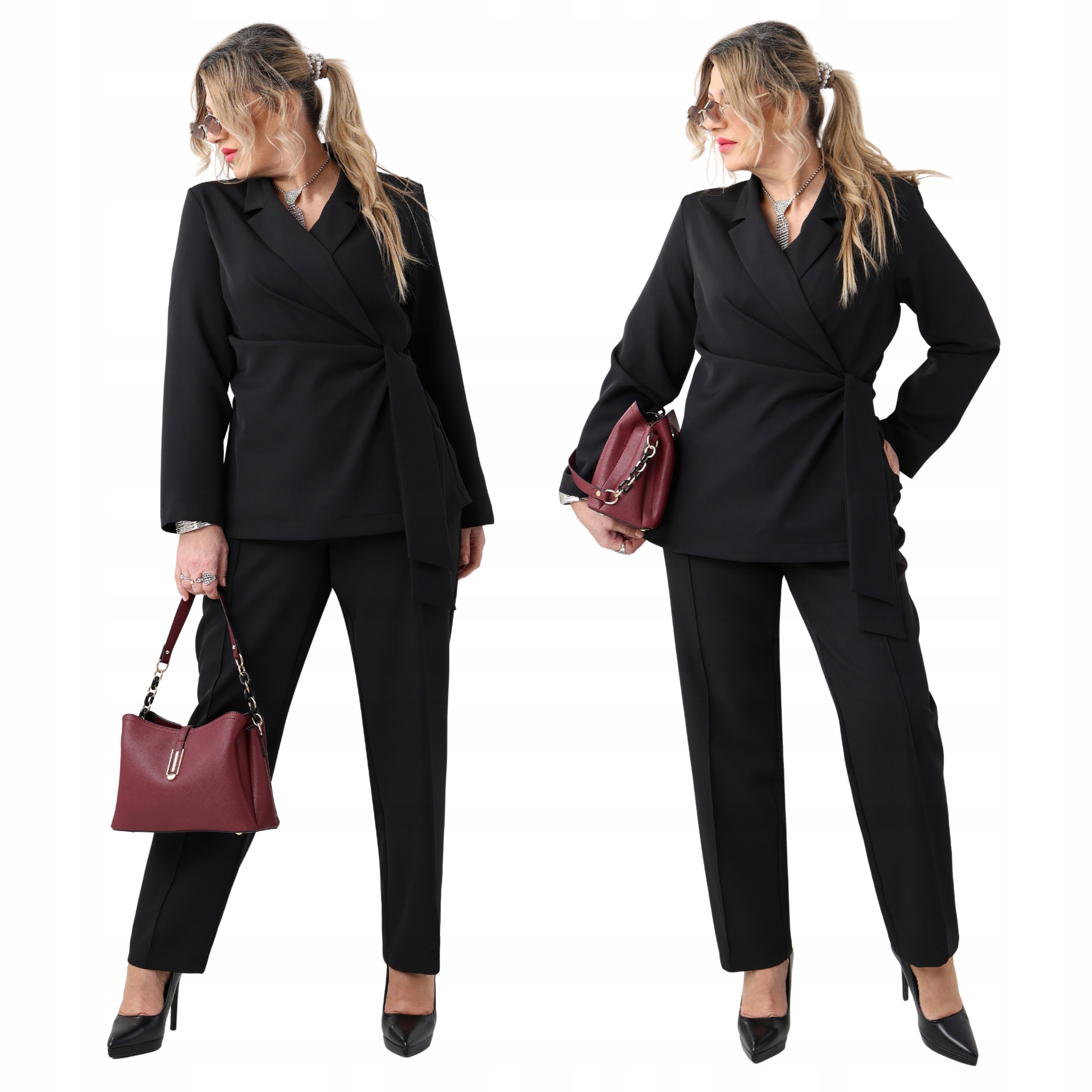 komplet damski Polski Producent marynarka i spodnie duże rozmiary