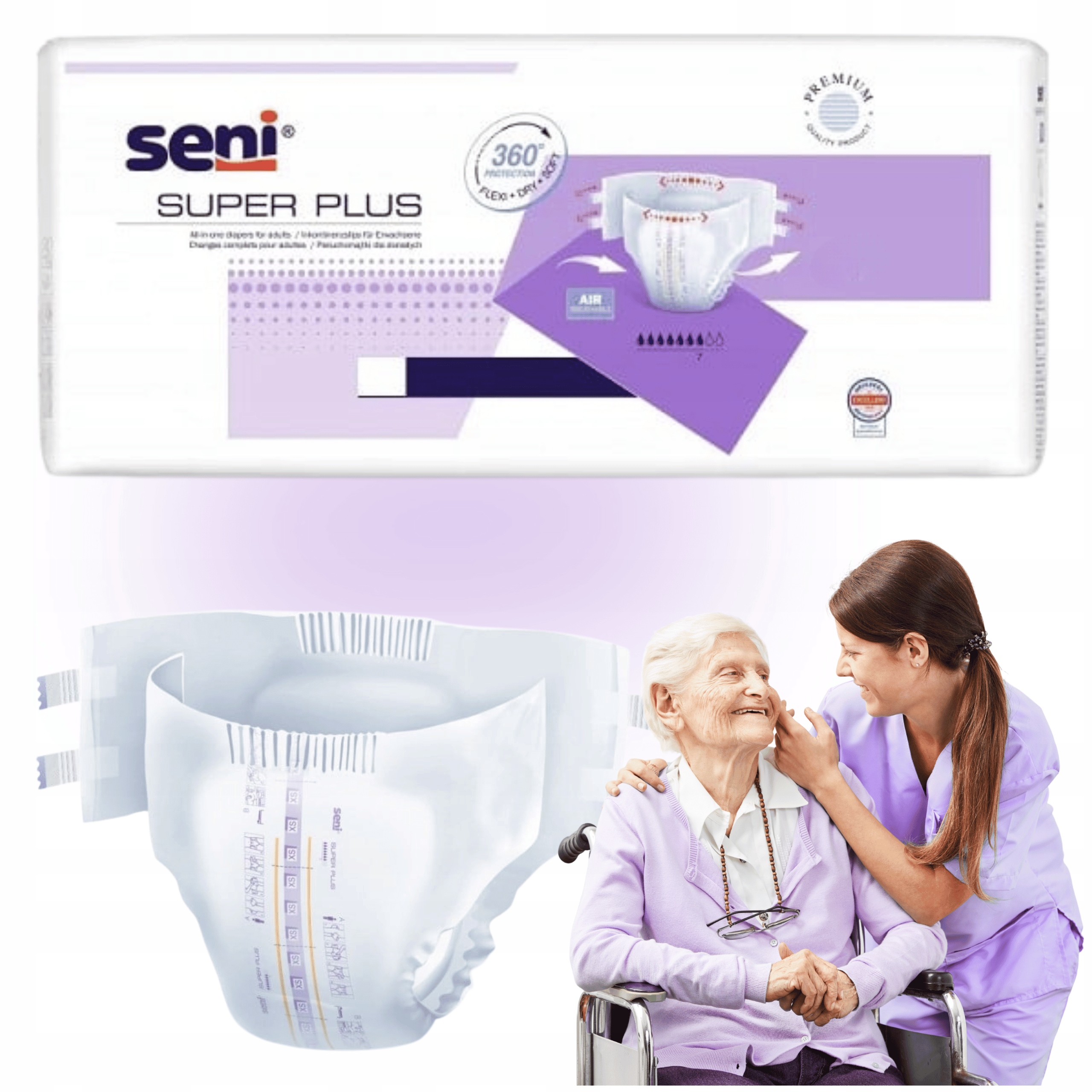 Pieluchomajtki Dla Dorosłych zapinane na rzepy Seni Plus L 30szt