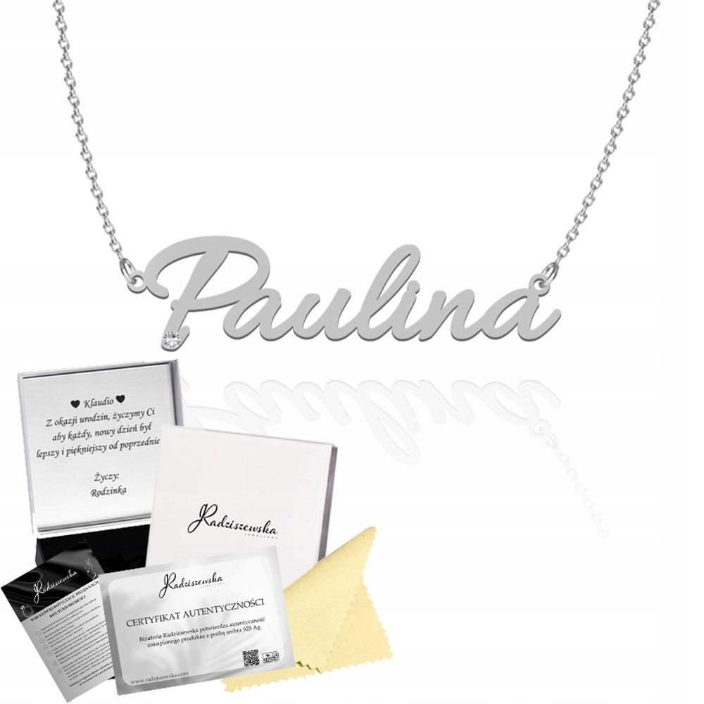 Stříbrný náhrdelník s jménem Paulina Řetízek Stříbro 925 Dedikace Bonus