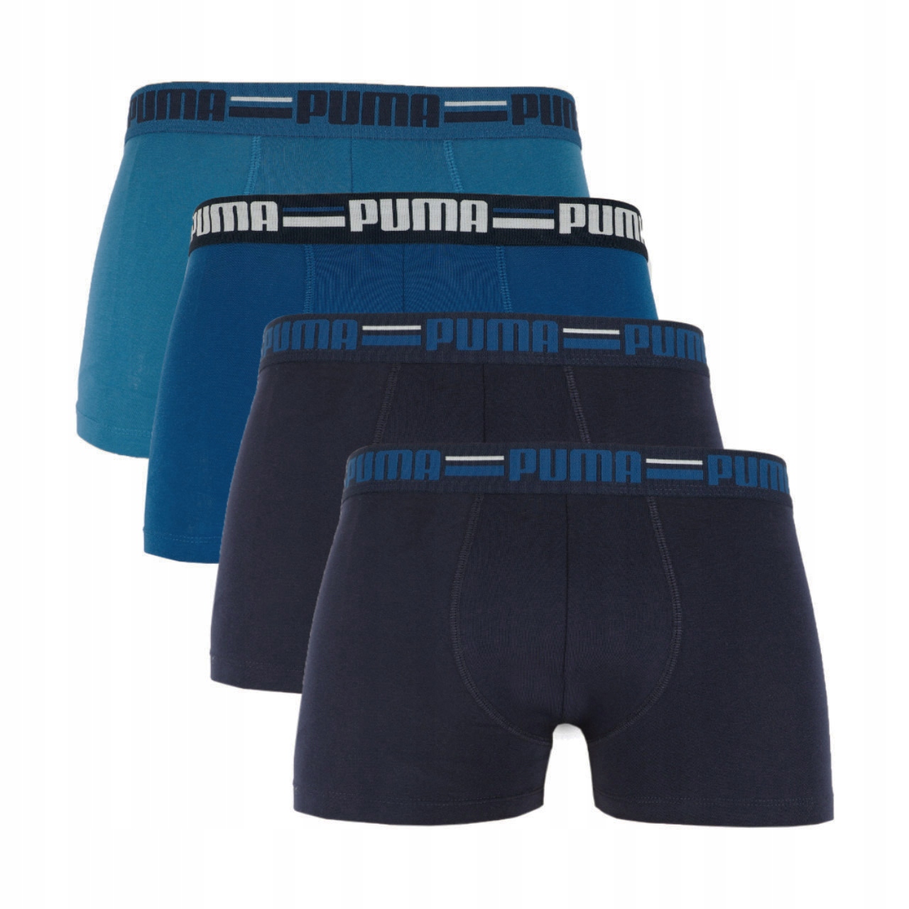 Prodyšné pánské boxerky Puma Brand Elastic 4ks, tmavě modré/modré, velikost M