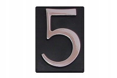 Cyfra 5 samoprzylepna 4,5cm tabliczka chrom