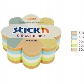 NOTES KWIATEK, 67X67MM, MIX 5 KOL. PASTEL+RECYKLIN