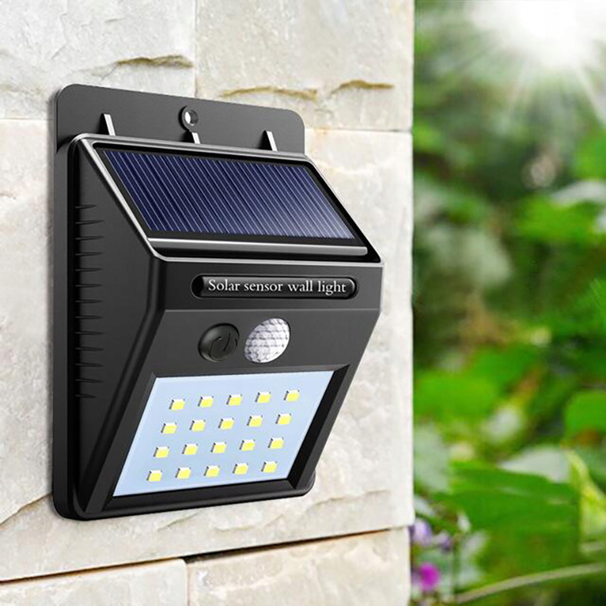 LAMPA LED SOLARNA Z CZUJNIKIEM OGRODOWA ZEWNĘTRZNA Kolor czarny