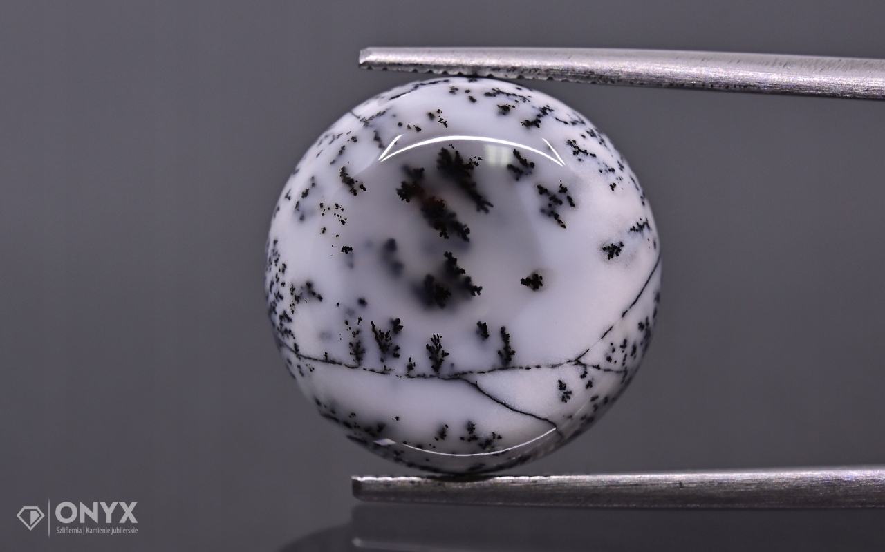 Dendritový achát z Turecka kabošon kulatý fi 16 mm