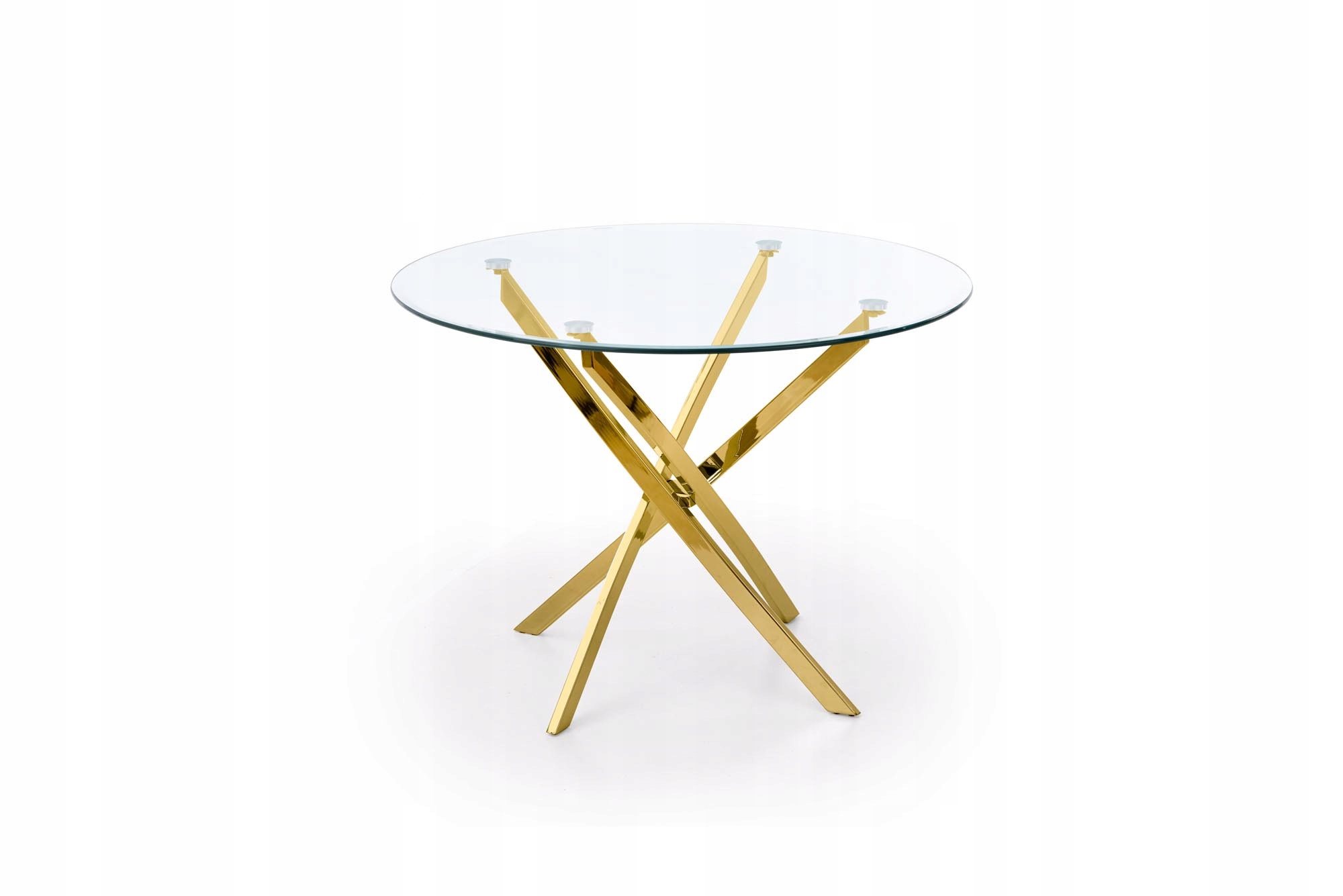 INGLESE Szklany Okrągły Stół Fi100cm Nogi Złoty Połysk - Blask i Luksus