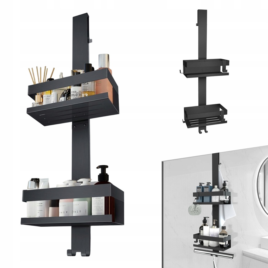 Sprchová Polička Pro Zavěšení, Regál Bez Vrtání, Černá