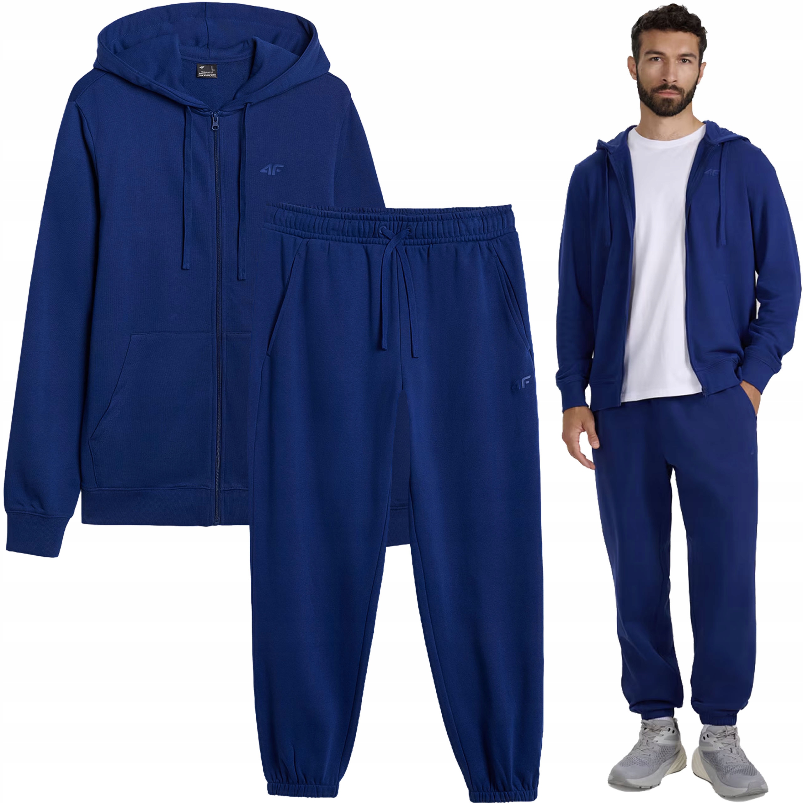 Kalhoty Mikina 4F Tepláková Souprava Pánská bavlněná Teplákovka Sportovní Pohodlný XL