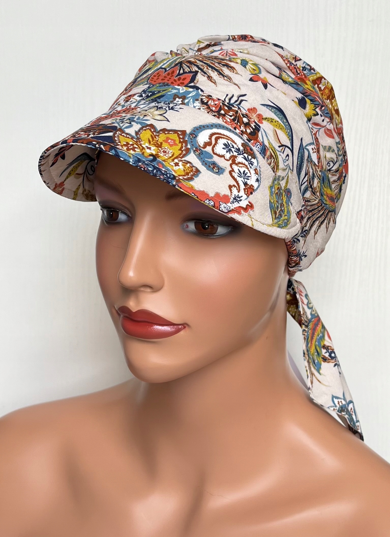 Turban Tess z daszkiem 372 chusta marszczona wiskoza także po chemioterapii Marka Eva Design