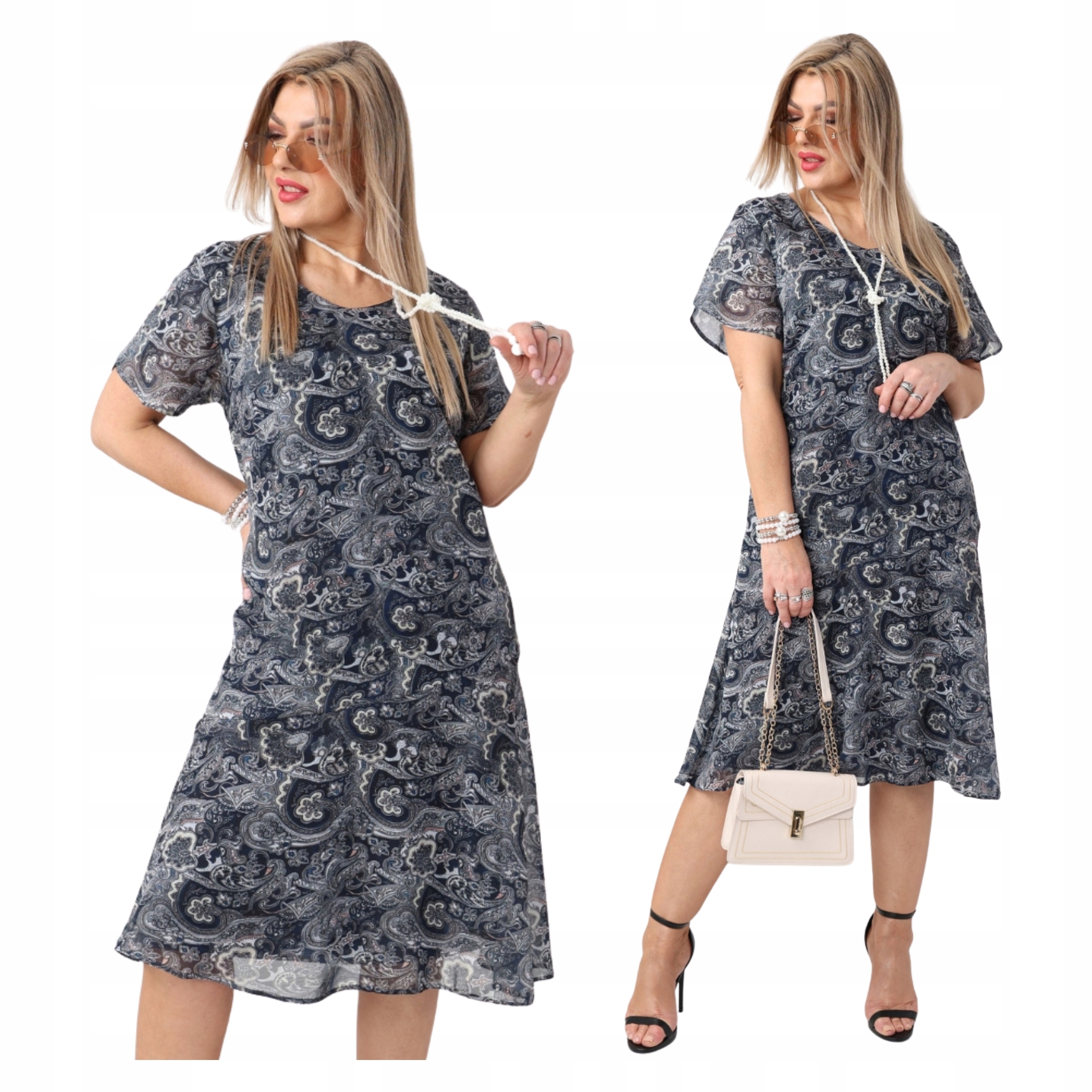 sukienka damska szyfonowa zwiewna Polski Producent duże rozmiary