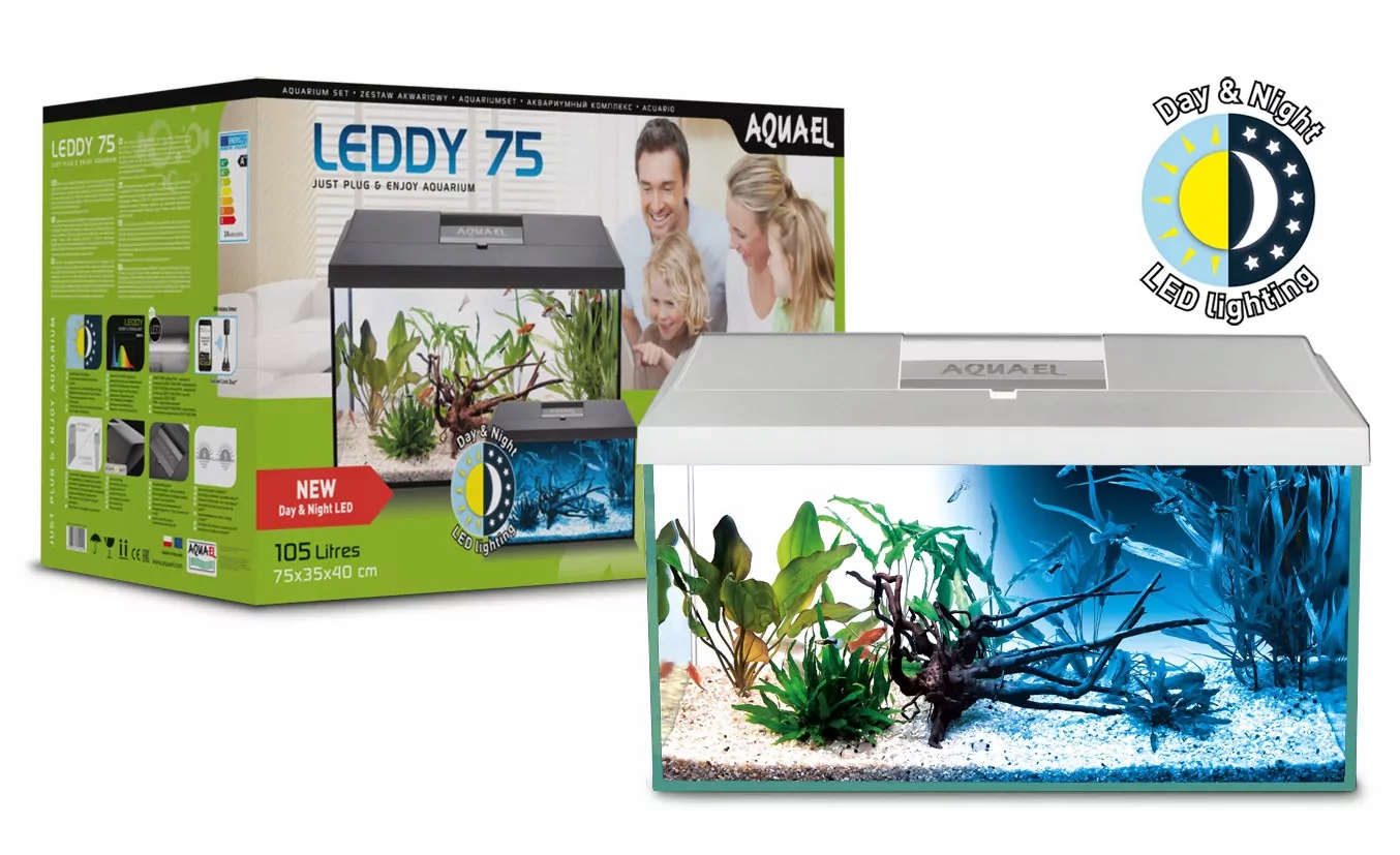 Aquael Zestaw Akwarium Leddy 75 Biały D&n 2.0
