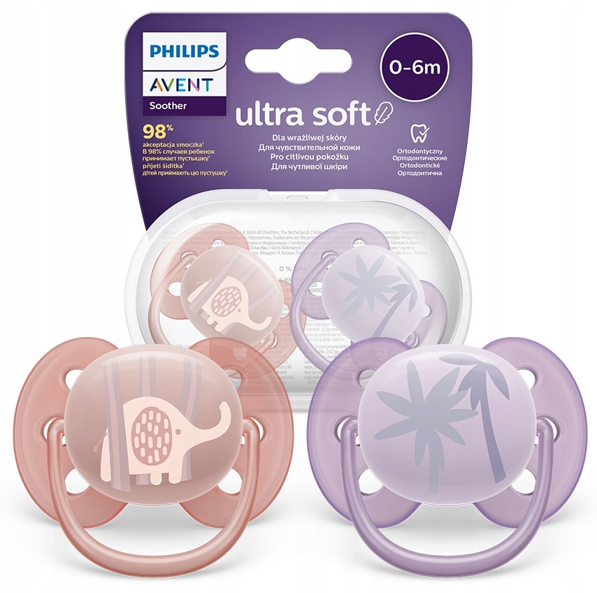 PHILIPS AVENT 2x SMOCZEK ULTRA SOFT ODDYCHAJĄCY ELASTYCZNY MIĘKKI ORTO 0-6M