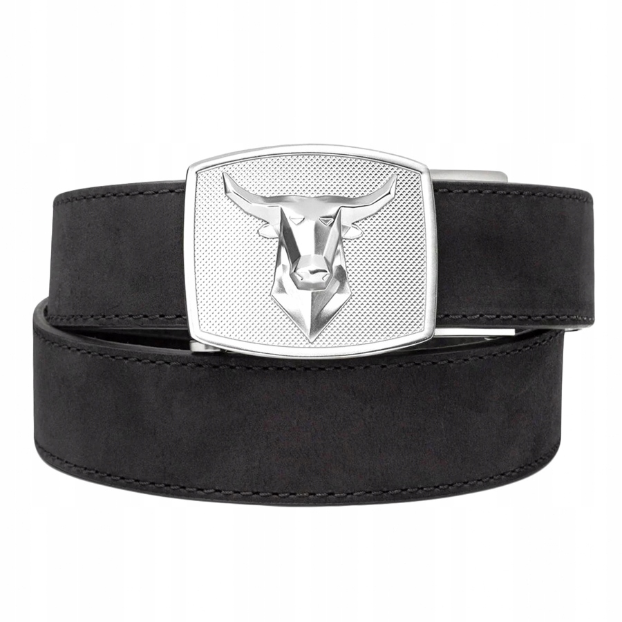 Pas Kore Essentials Bull Buckle Black Buffalo Leather Gun Belt