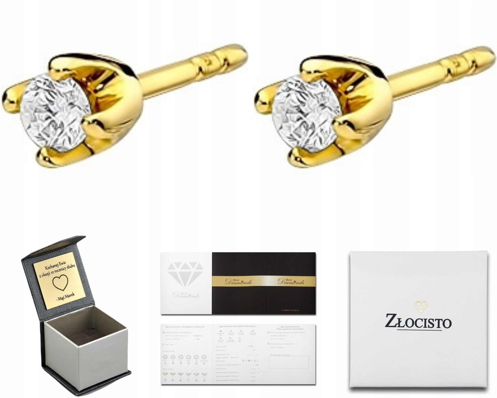 Zlaté Náušnice S Brilianty 0,16 Ct Šroubovací Tyčinky