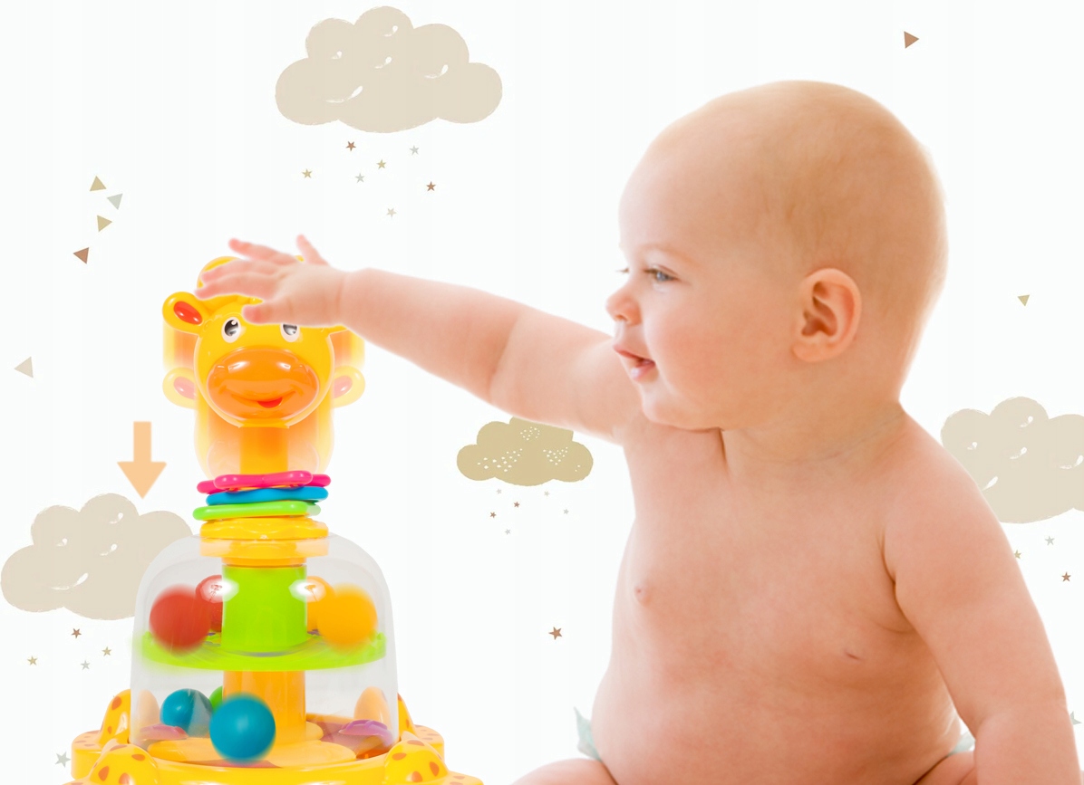 BĄCZEK SPINNER DLA DZIECI ŻYRAFKA Z KULECZKAMI ZABAWKA WIRUJĄCA DLA DZIECI Marka MalPlay