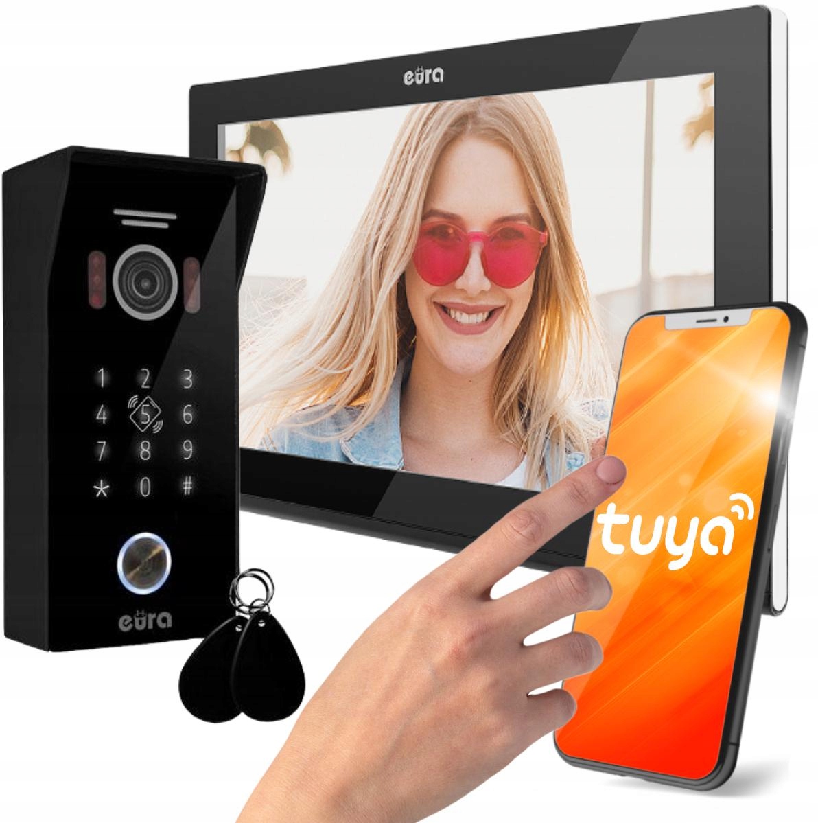 Wideodomofon Eura VDP-99C5 czarny, WiFi, Rfid, Tuy