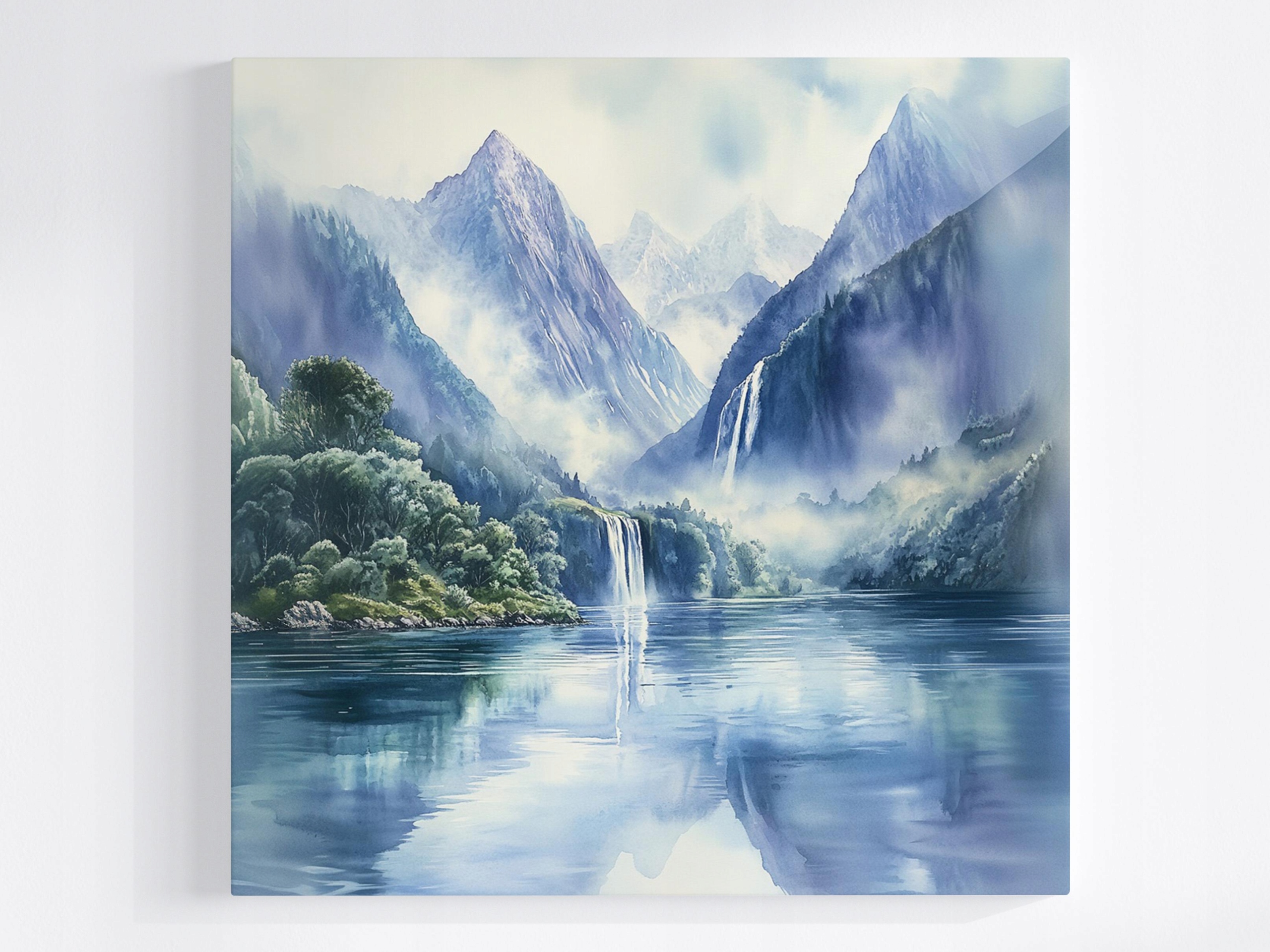Obraz Na Plátně Canvas Krajina Norsko Fiord Hory Vodopád Jezero 80x80