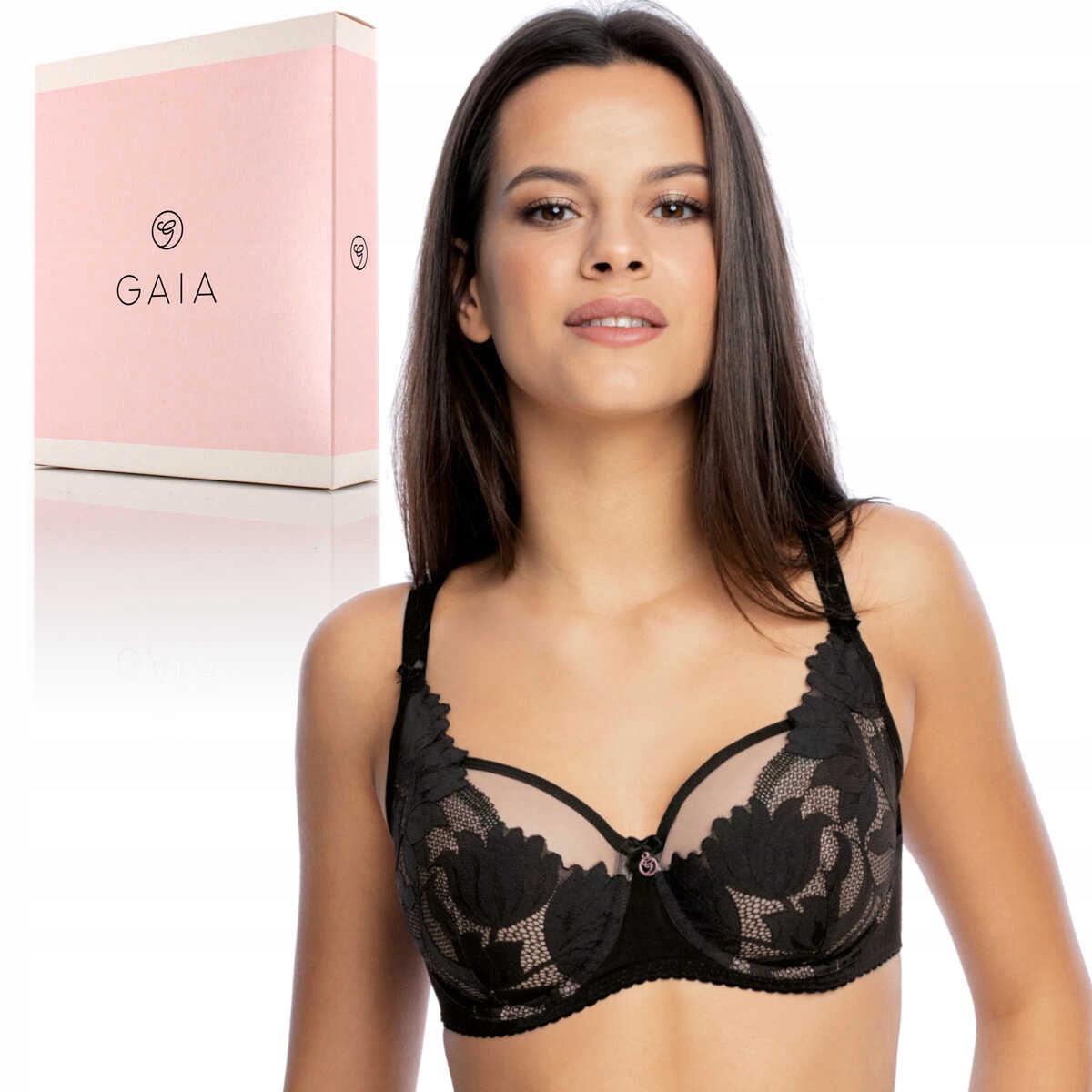 Gaia Podprsenka měkká, krajková podprsenka s kosticí 1135 černá 90D