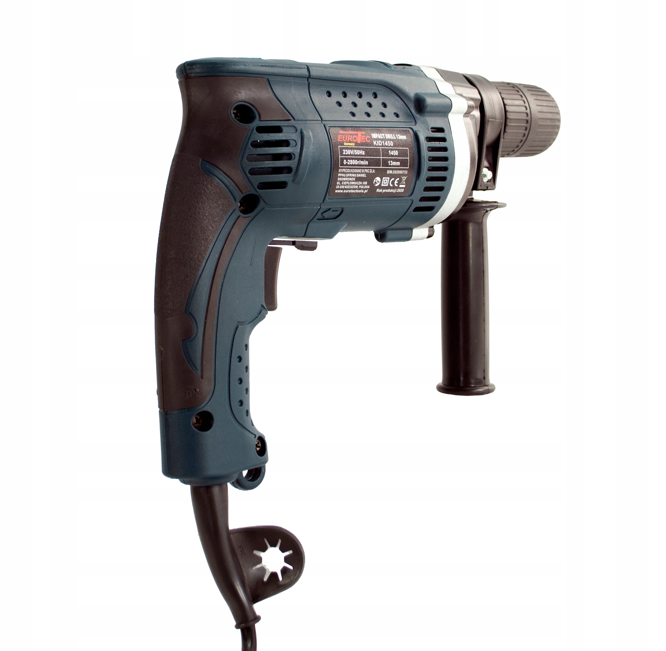 MOCNA WIERTARKA UDAROWA 1450W ELEKTRYCZNA 13mm ZESTAW HIT Typ uchwytu zębaty