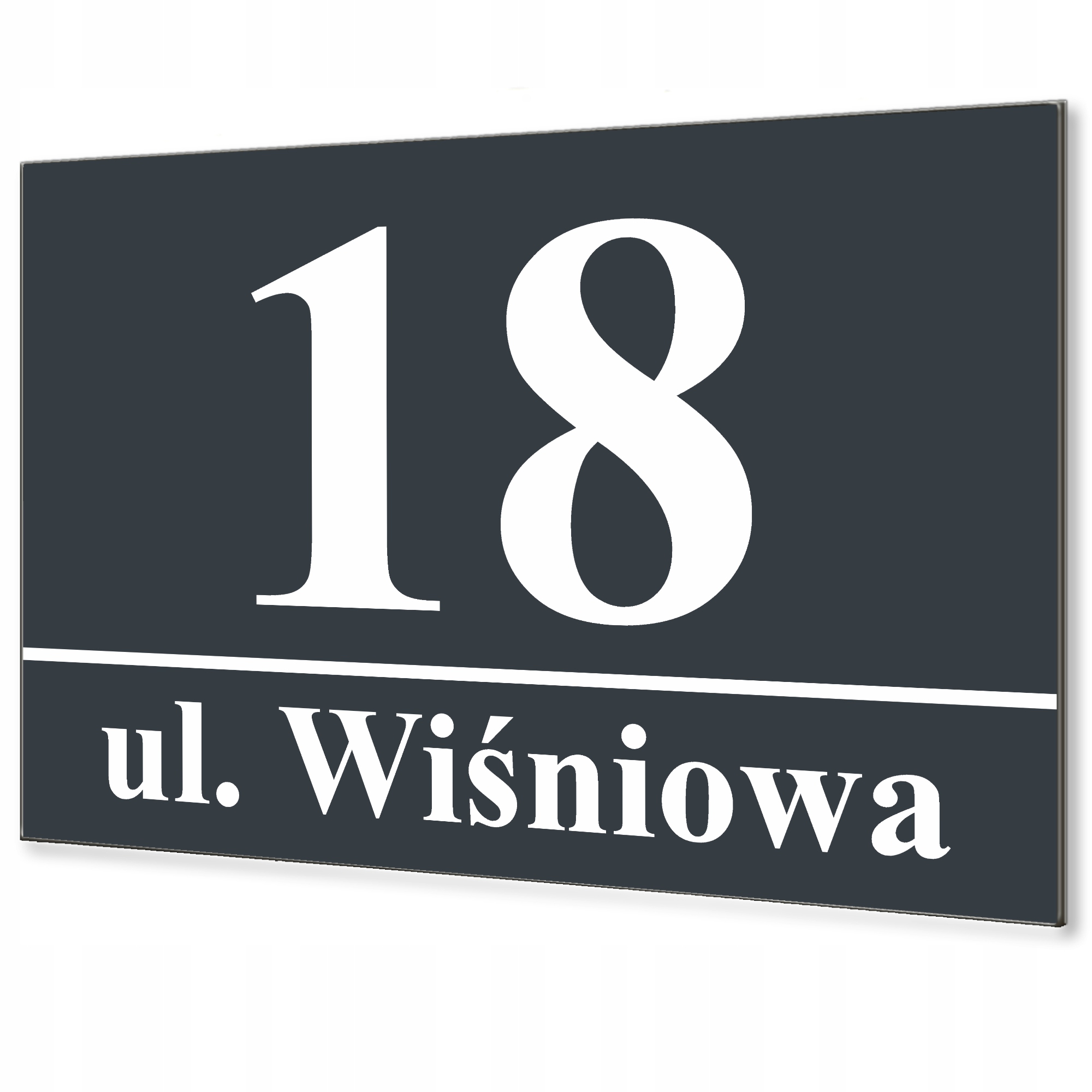 DUŻA NIERDZEWNA ANTRACYTOWA TABLICZKA ADRESOWA Z NUMEREM DOMU | 40x30 cm