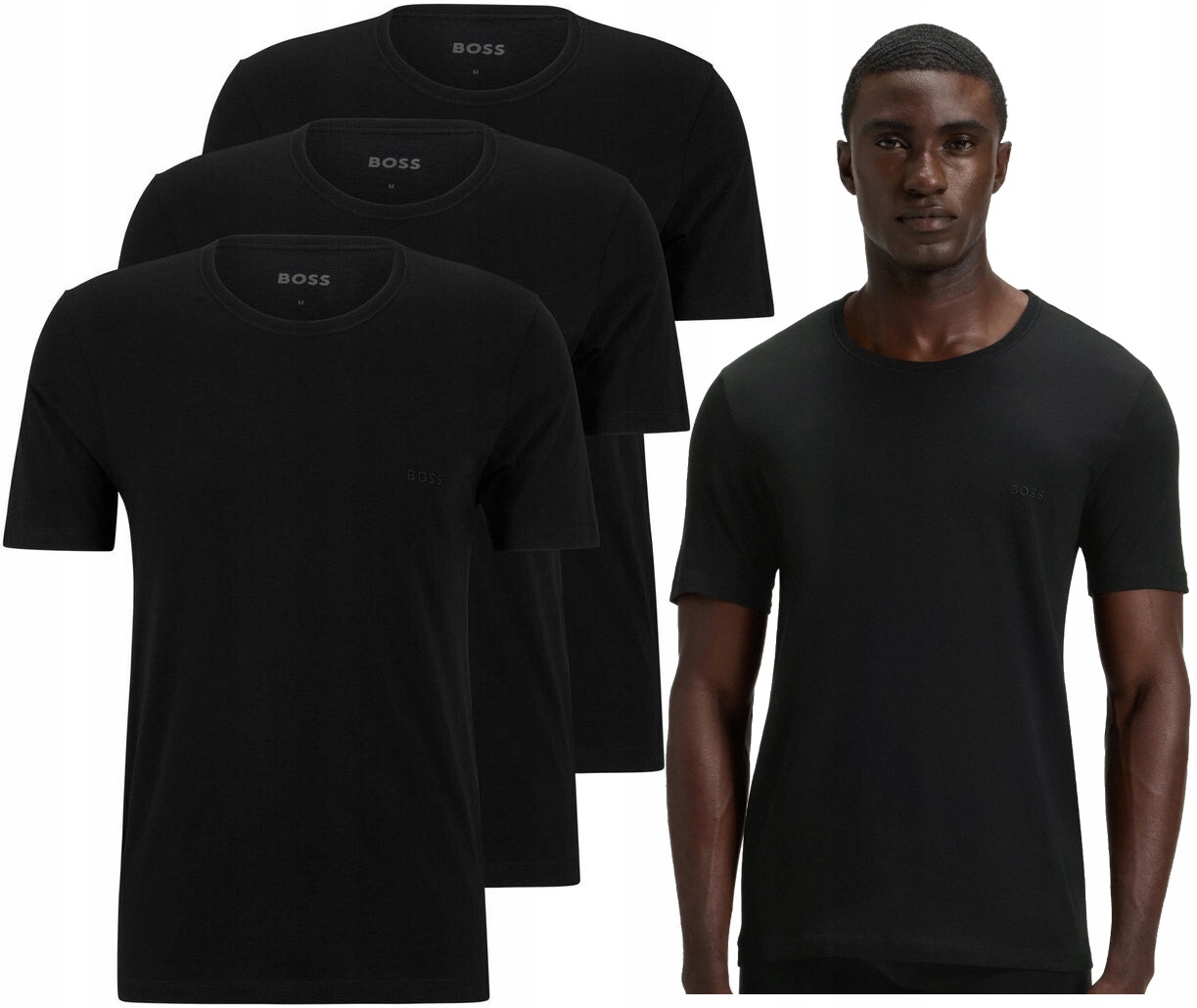 Koszulka męska T-Shirt Hugo Boss komplet zestaw 3 pak bawełna haft M