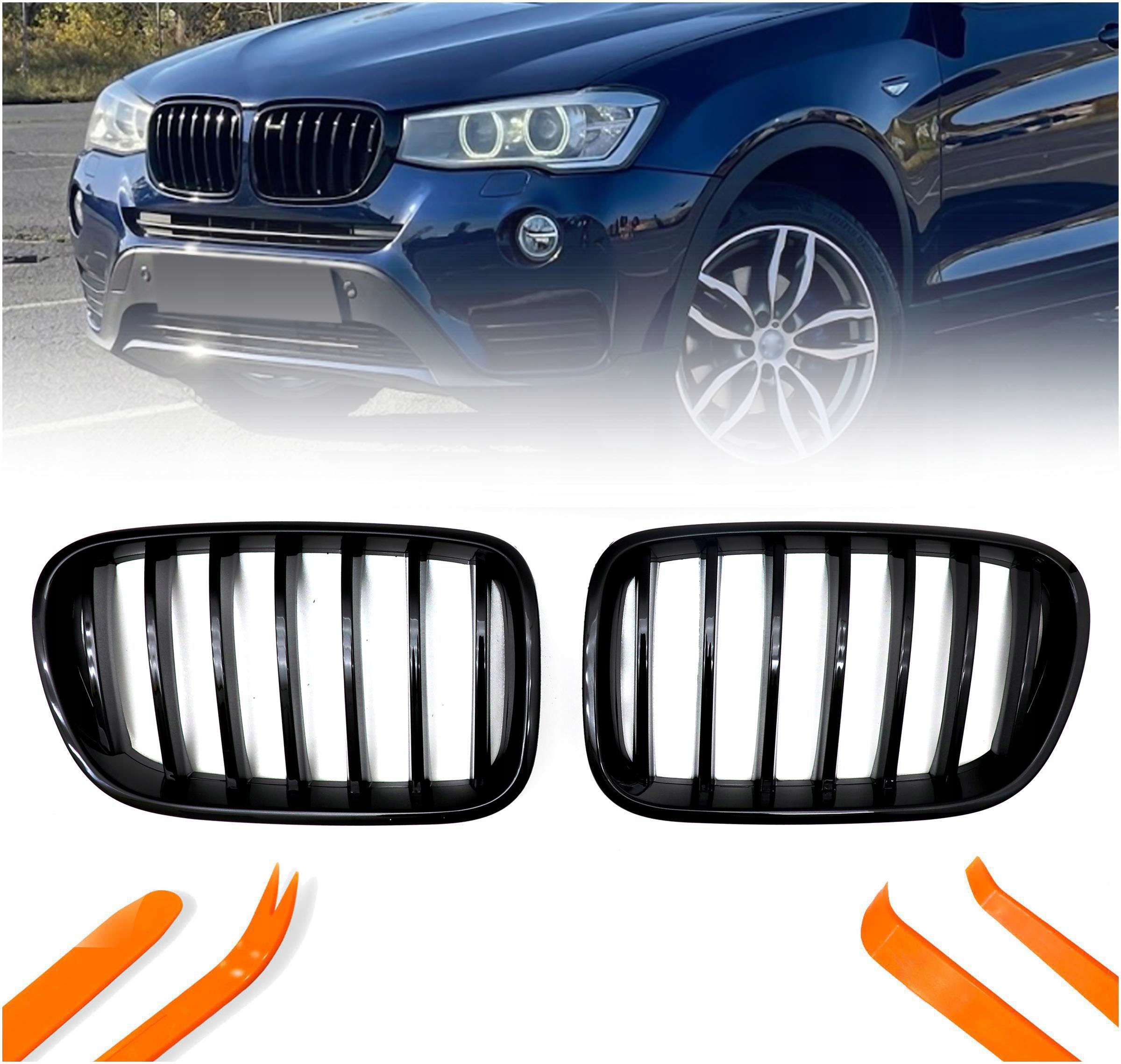 Atrapa Gril Ledviny Bmw X3 F25 X4 F26 Černý Lesk 1 Žebro 2011-2014