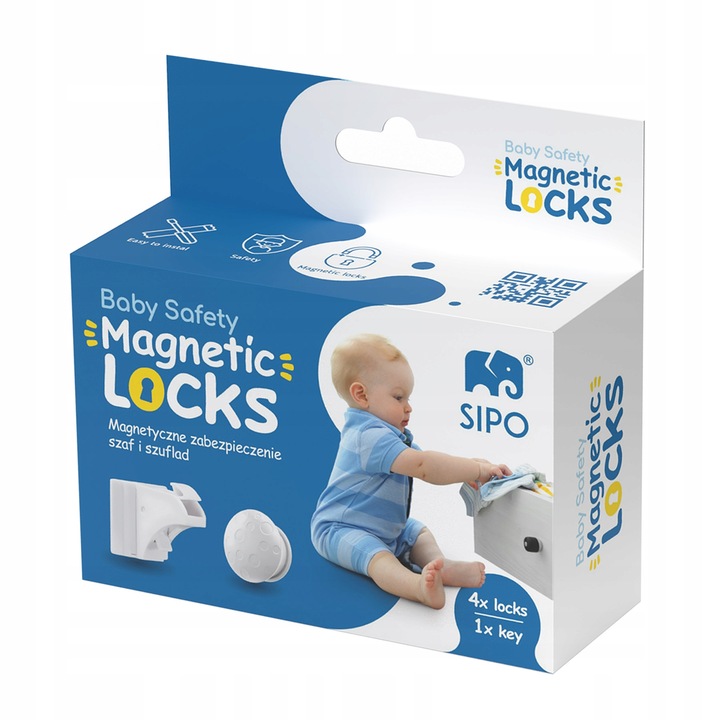 ZABEZPIECZENIA SZAFEK MAGNETYCZNA BLOKADA MEBLI DRZWI ZESTAW 4szt Stan opakowania oryginalne