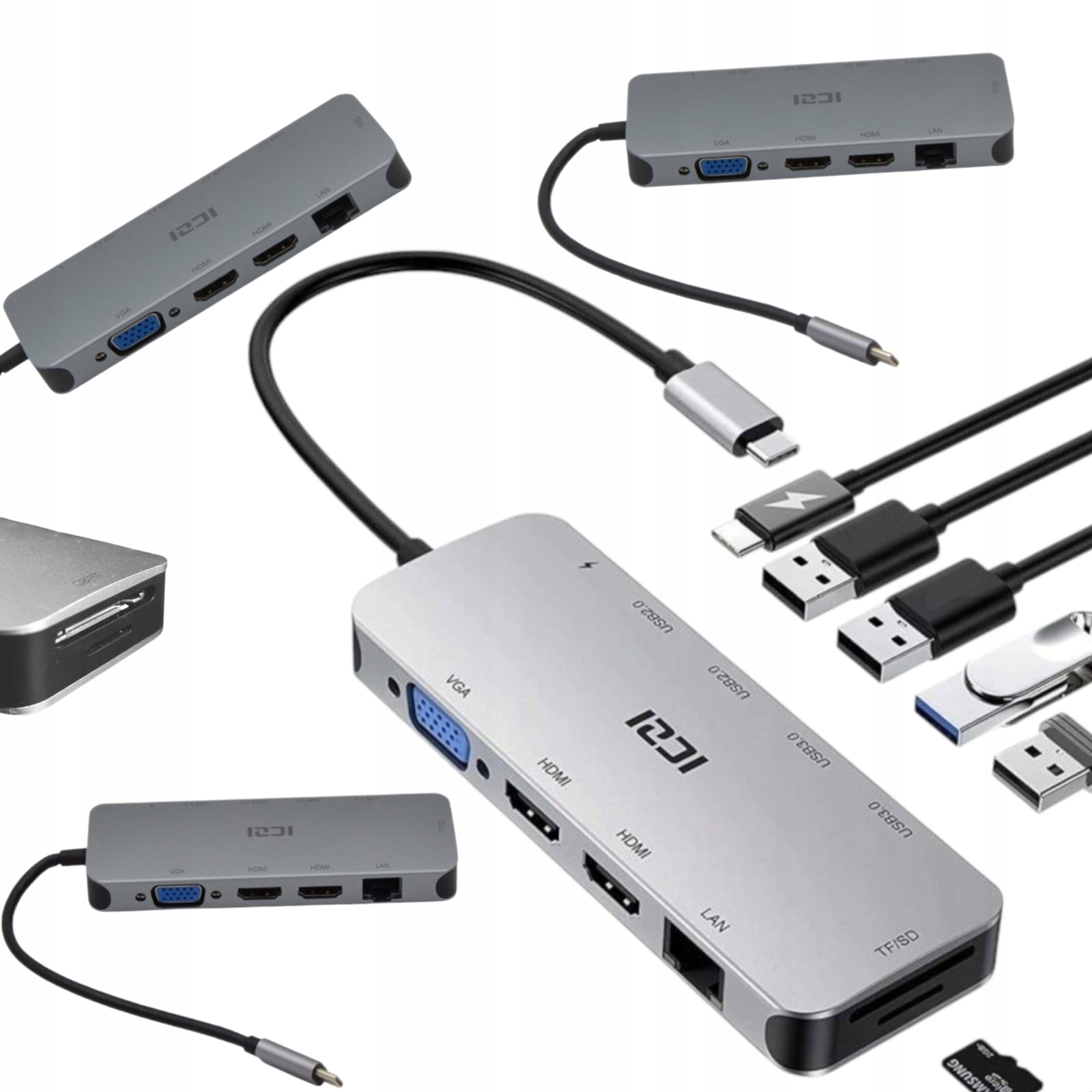 Usb-c Hub 2x Hdmi Pd Dokovací Stanice Pro Notebook Huawei Dvojitý Monitor