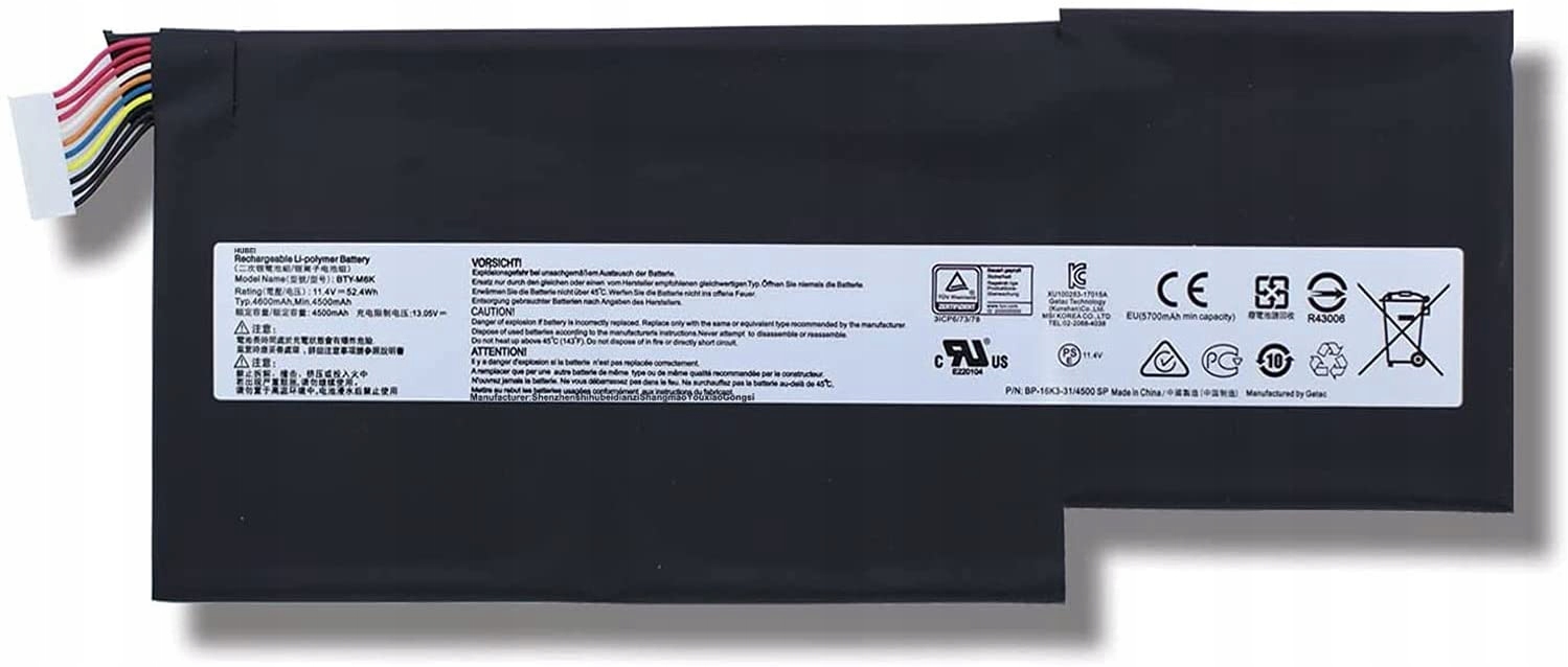 

BTY-M6K MS-17B4 MS-16K3 Msi GS63 GS63VR GS73 GF75