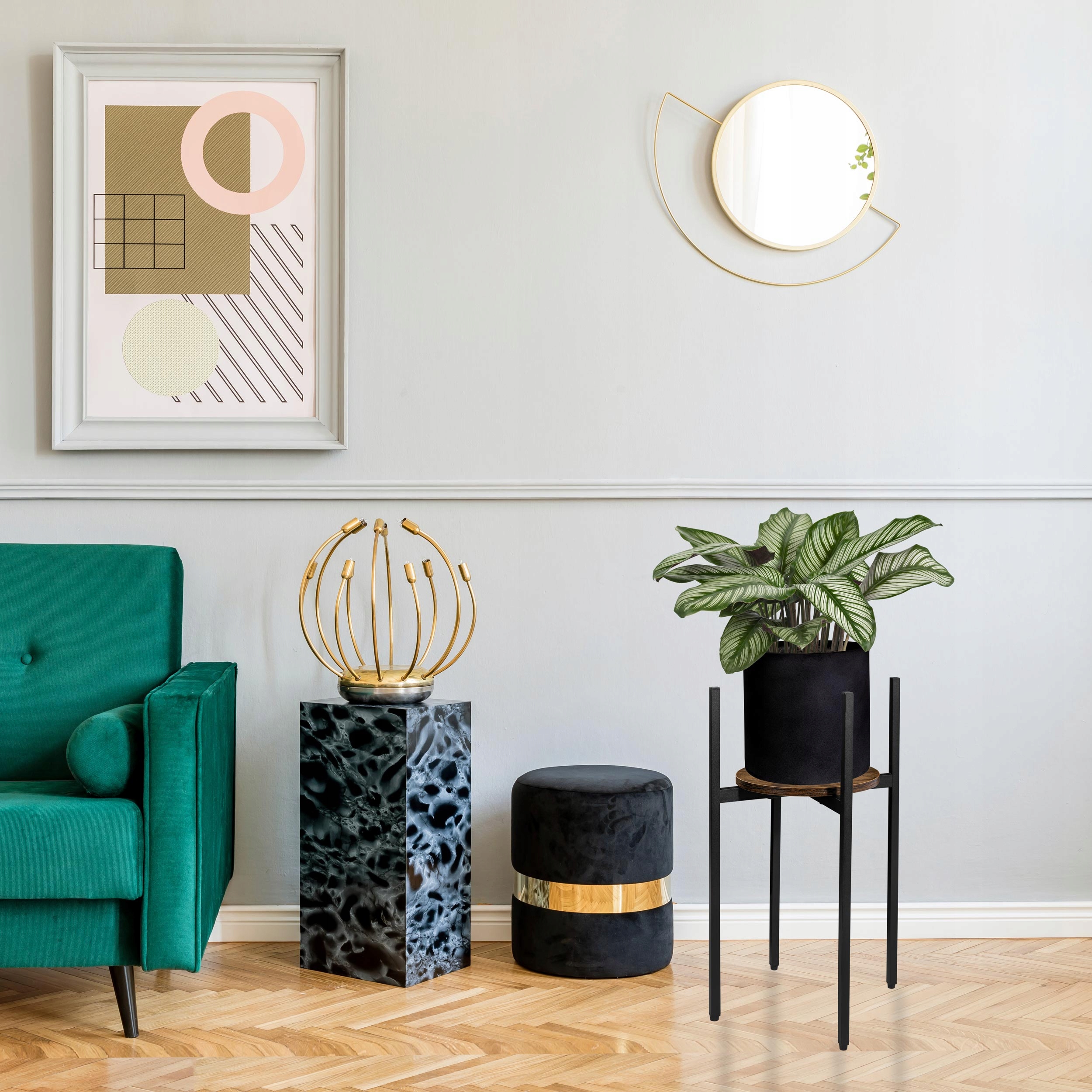 KWIETNIK STOJĄCY METALOWY STOJAK NA KWIATY DĄB RUSTYKALNY LOFT 60 cm Marka LoftInspired