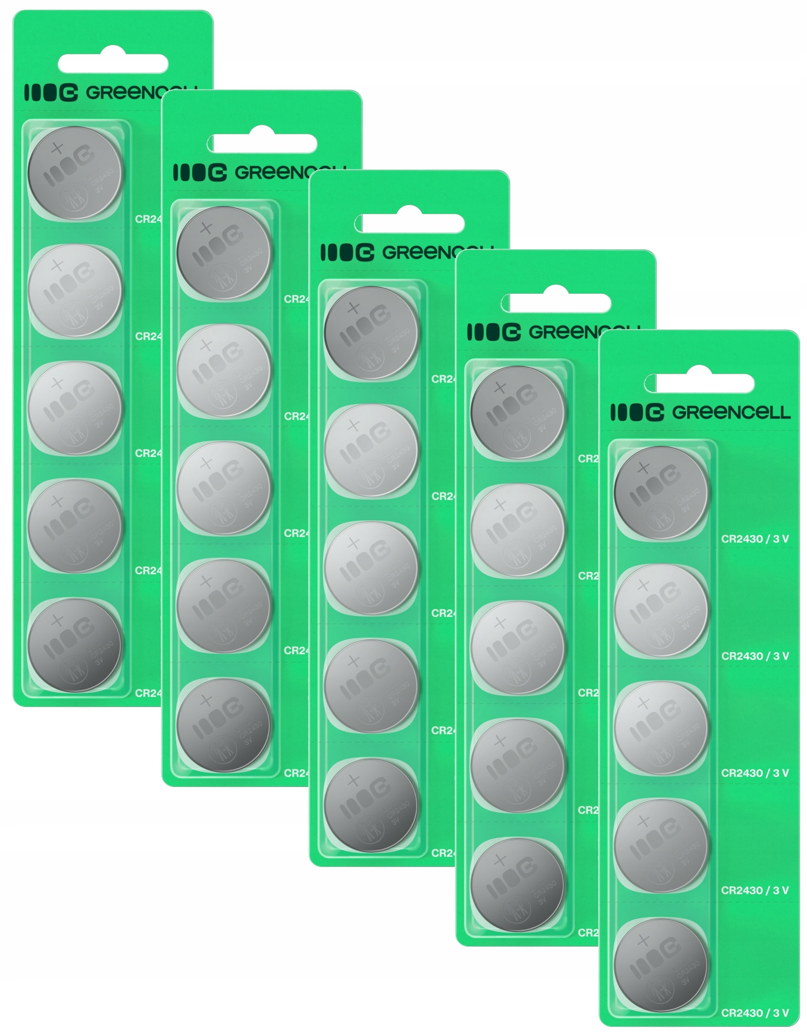 Greencell Lithiové Baterie CR2430 3V 290MAH 25 Ks Blistr Pro Dálkové Ovládání Hodinek
