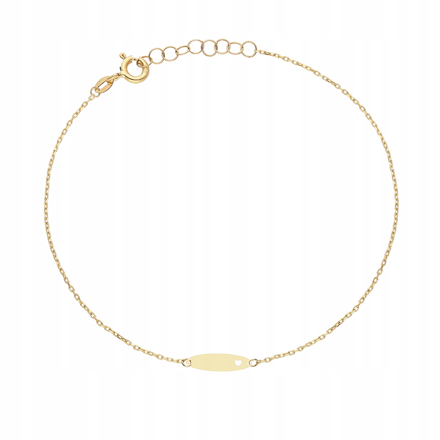 Zlatý náramek oválný se srdcem Pr. 585 Gravírování
