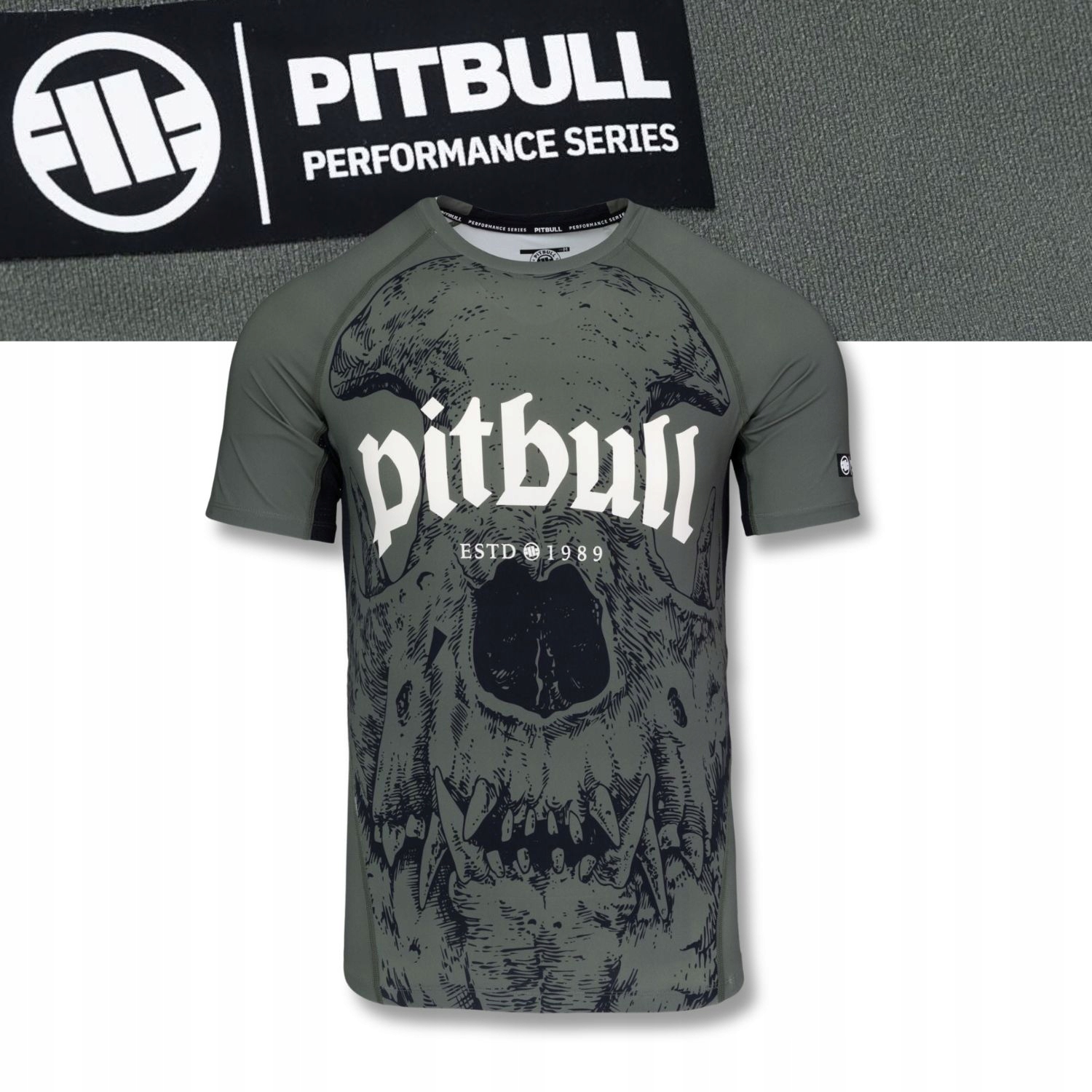 Pánský krátký Rashguard Pitbull – tréninkové tričko s potiskem Skull Logo