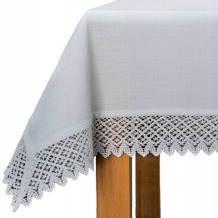 

Obrus z koronką plamoodporny biały 140x160